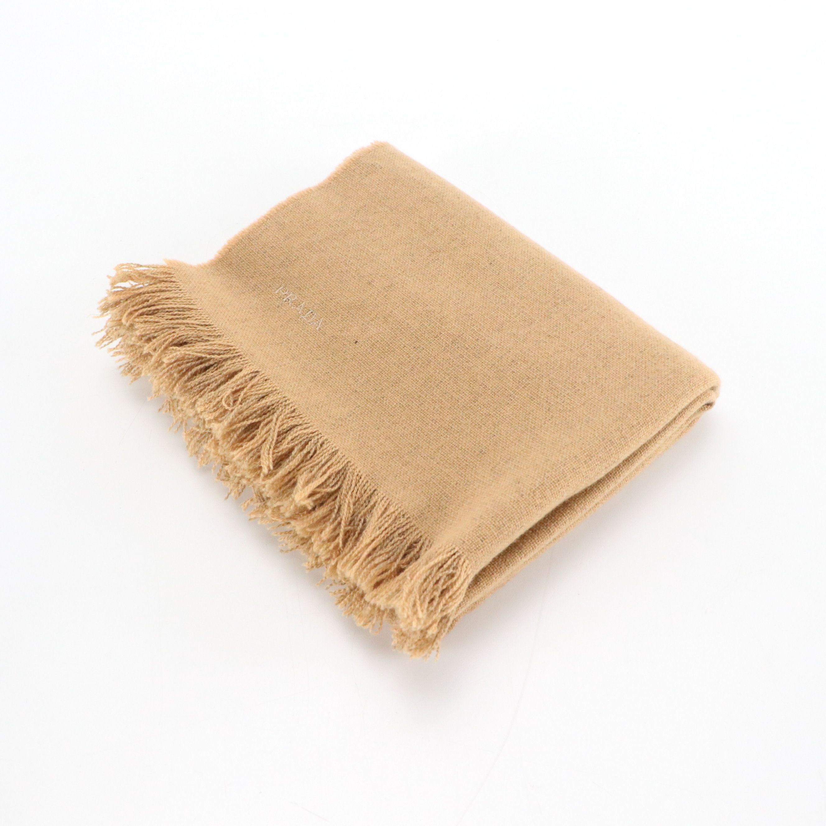 Prada Beige Cashmere Fringe Scarf