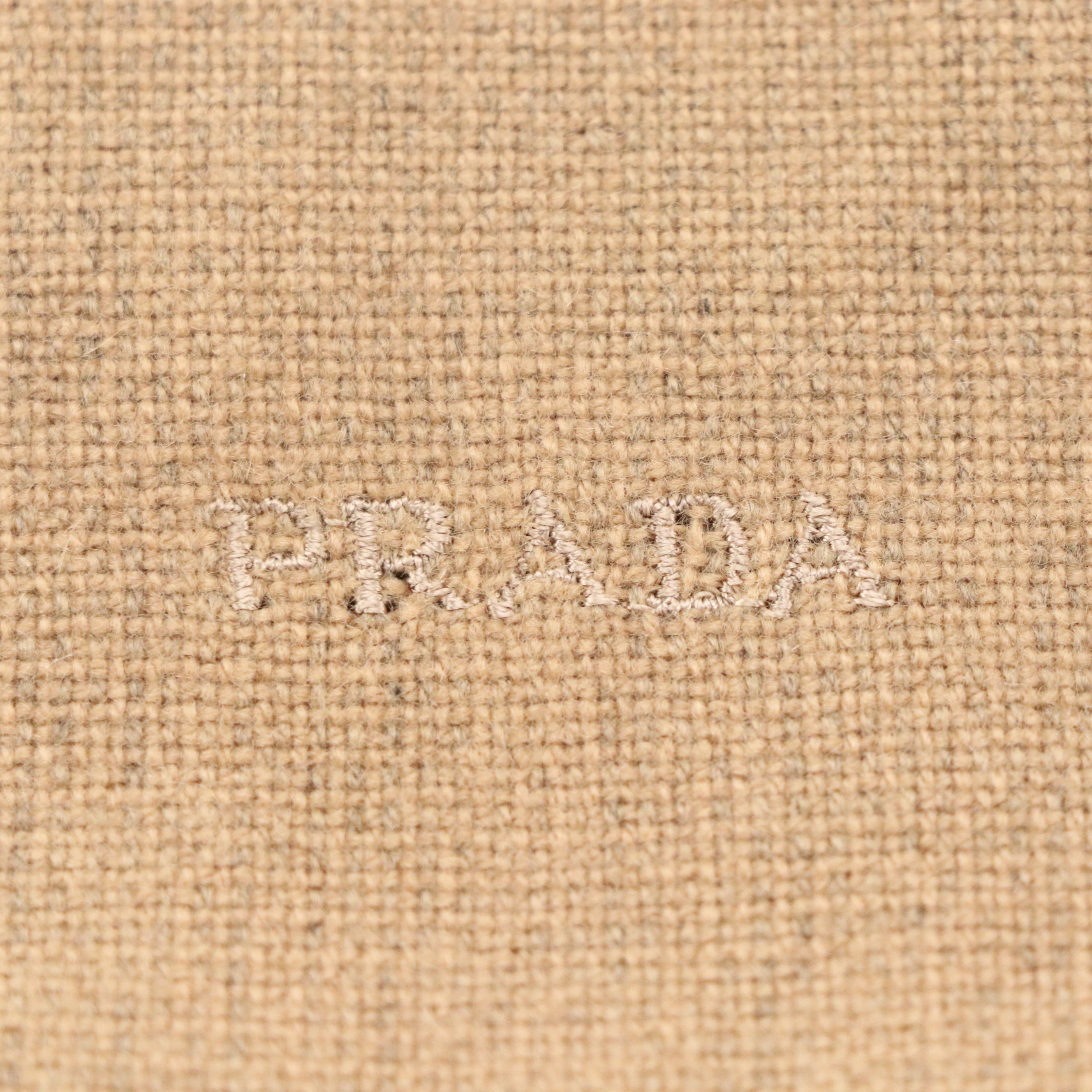 Prada Beige Cashmere Fringe Scarf