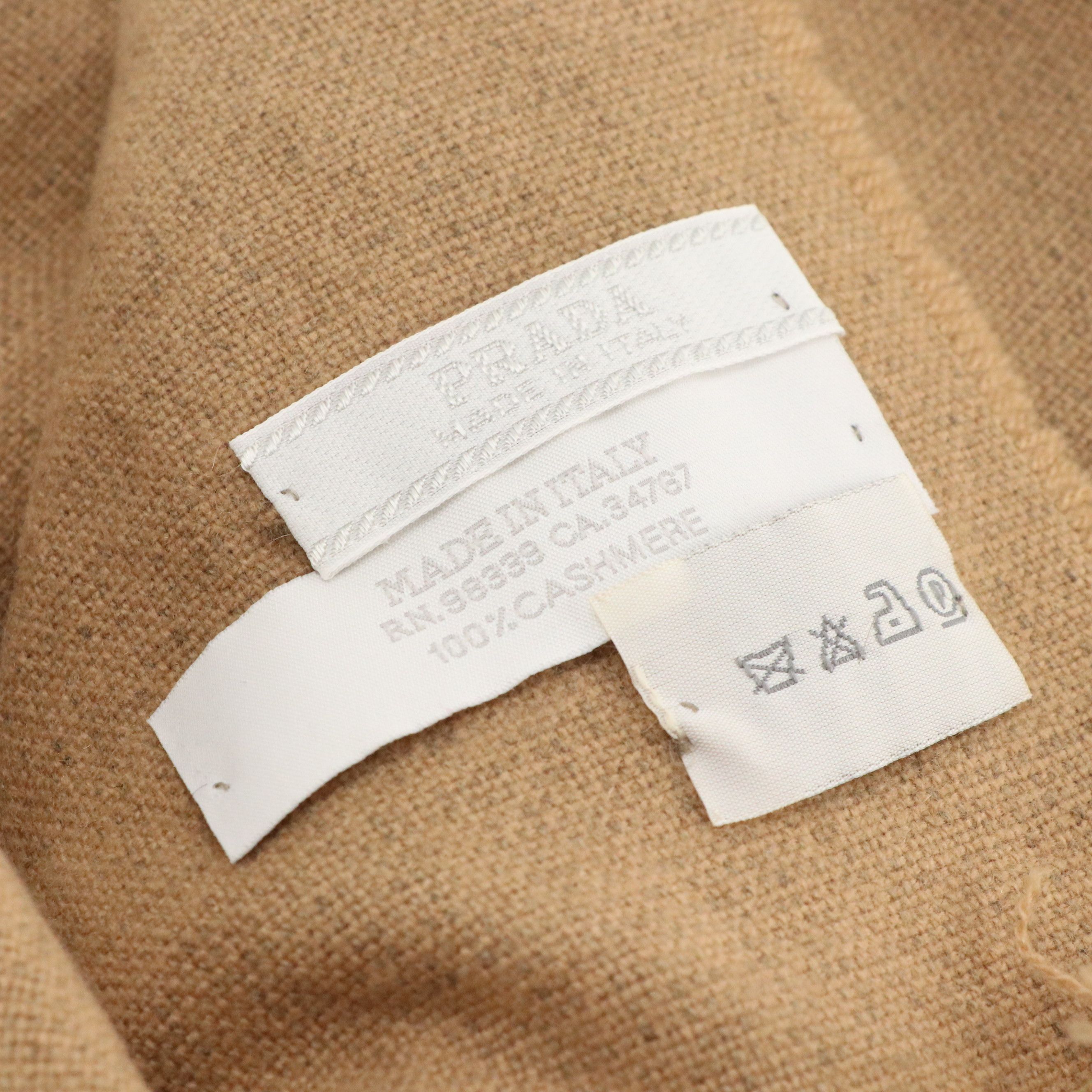 Prada Beige Cashmere Fringe Scarf