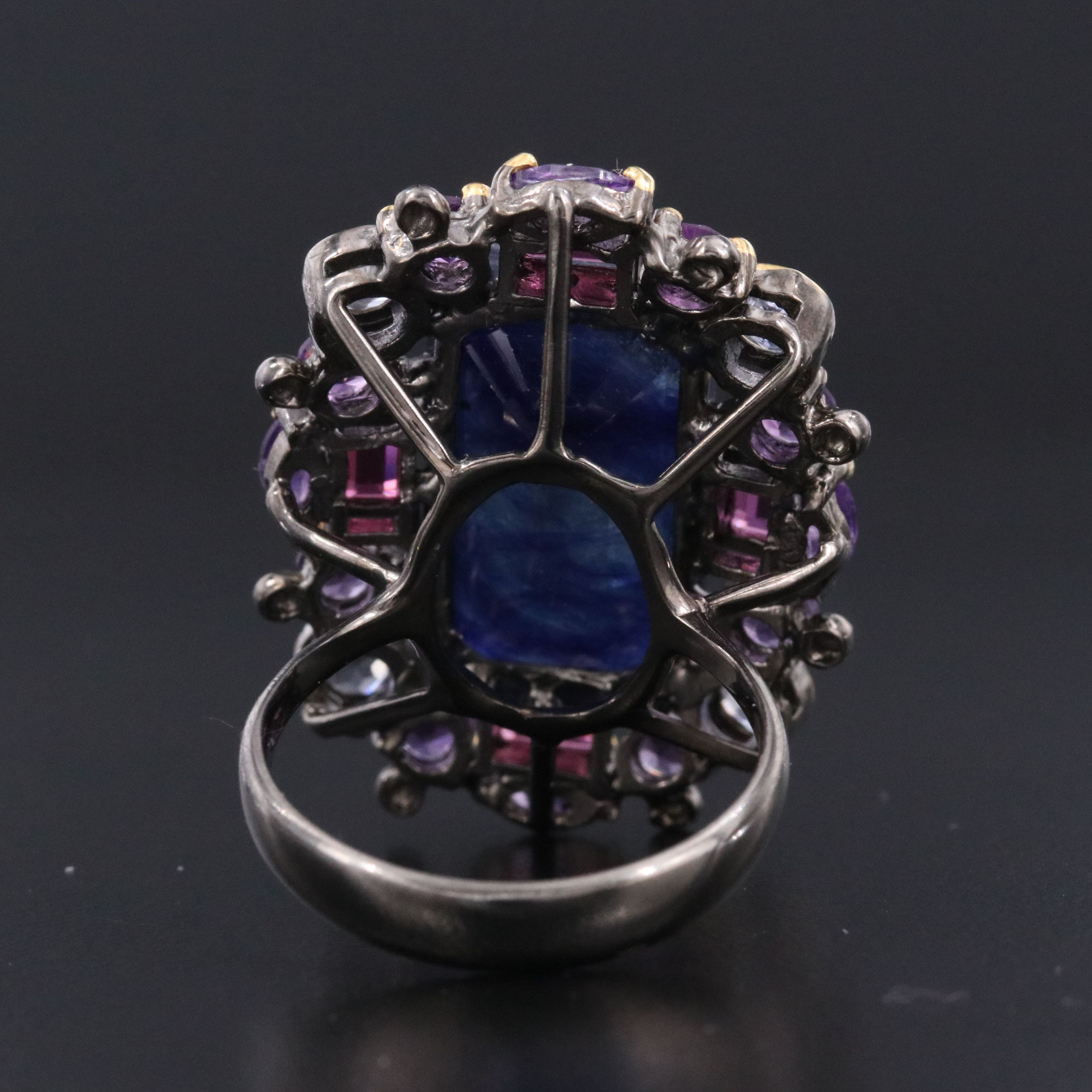 Sterling Corundum Ring with Other Gemstone Accents