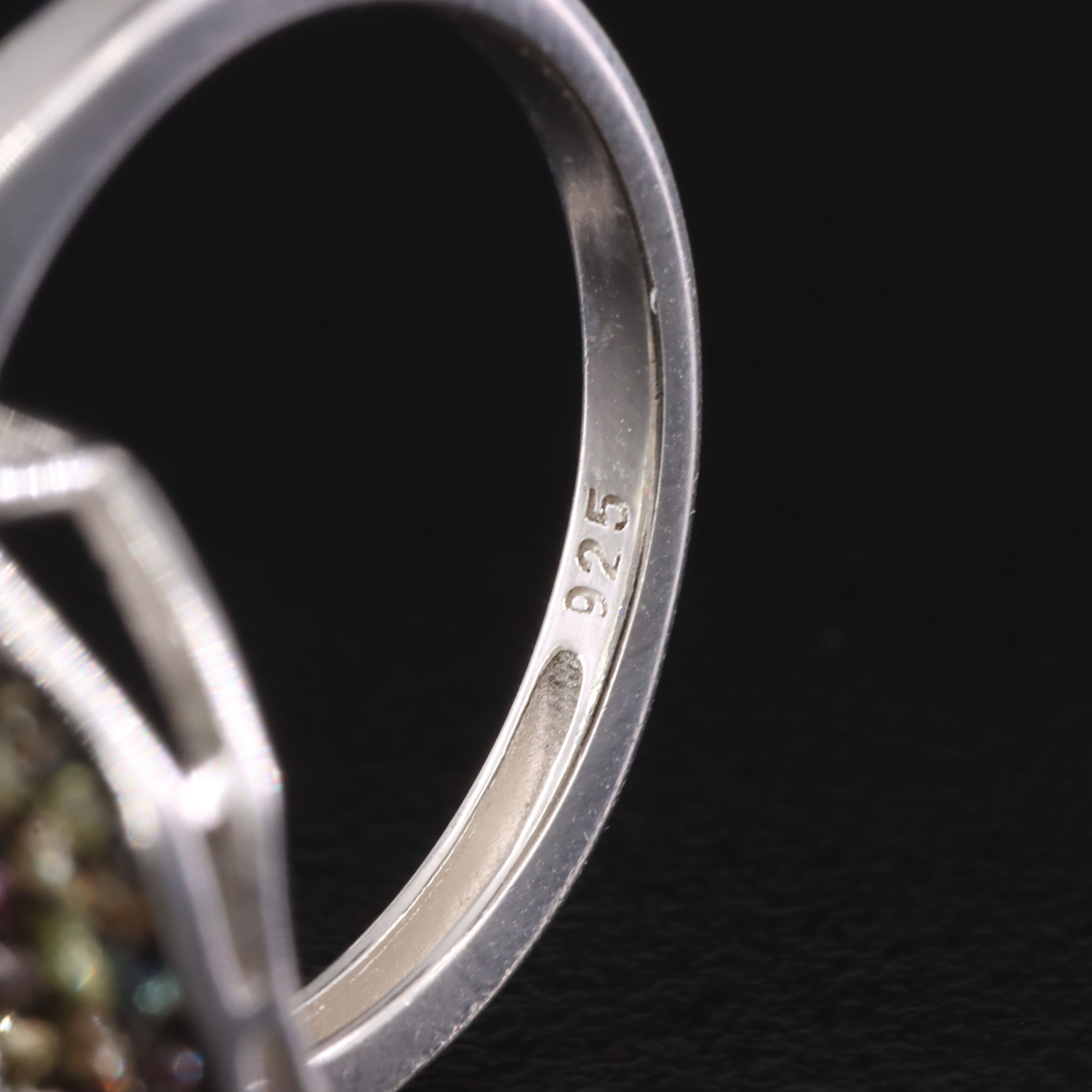 Sterling Emerald and Sapphire Halo Ring