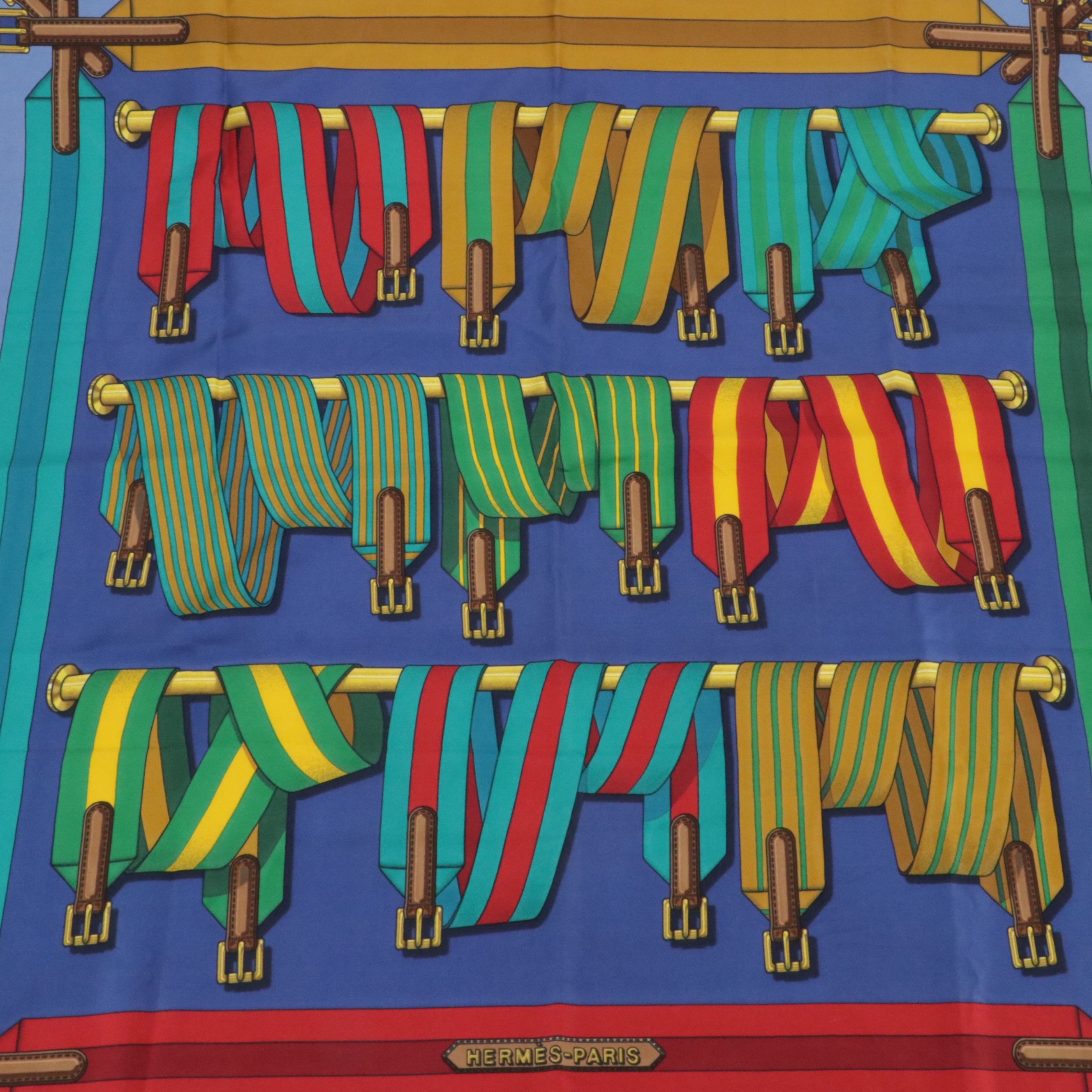 Hermès "Sangles" Scarf 90 in Silk Twill