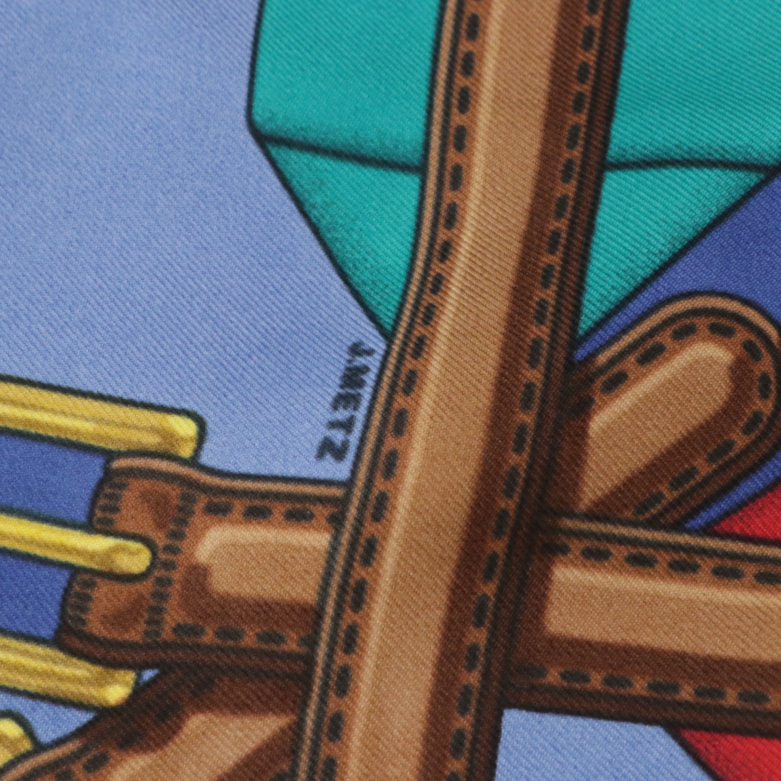 Hermès "Sangles" Scarf 90 in Silk Twill