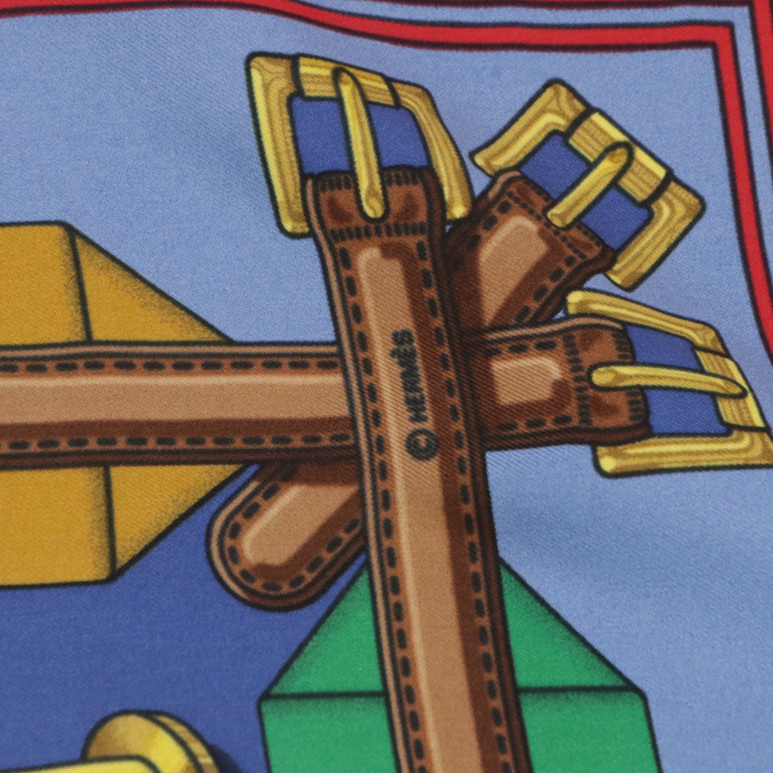 Hermès "Sangles" Scarf 90 in Silk Twill