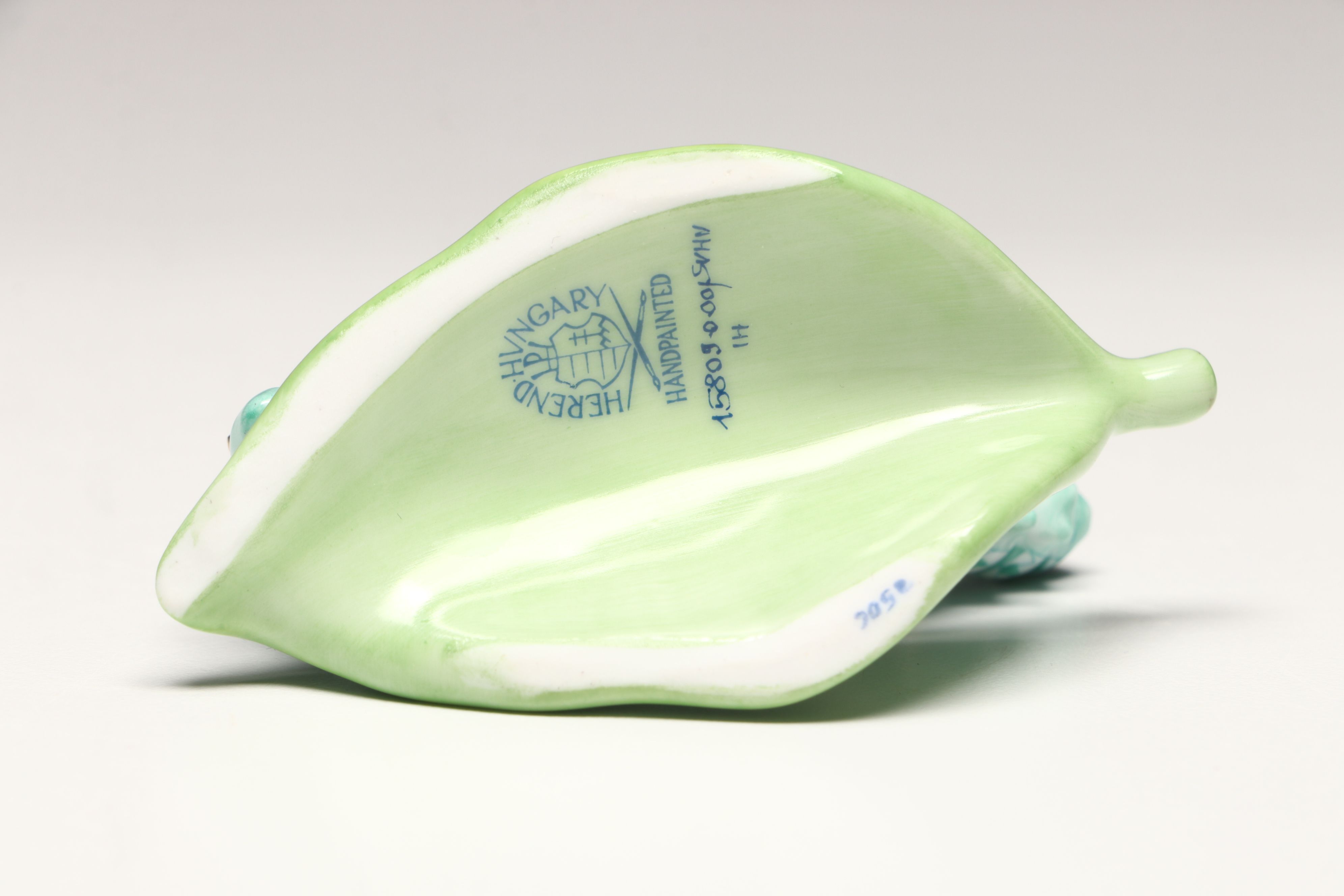 Herend Green Fishnet with Gold "Caterpillar" Porcelain Figurine