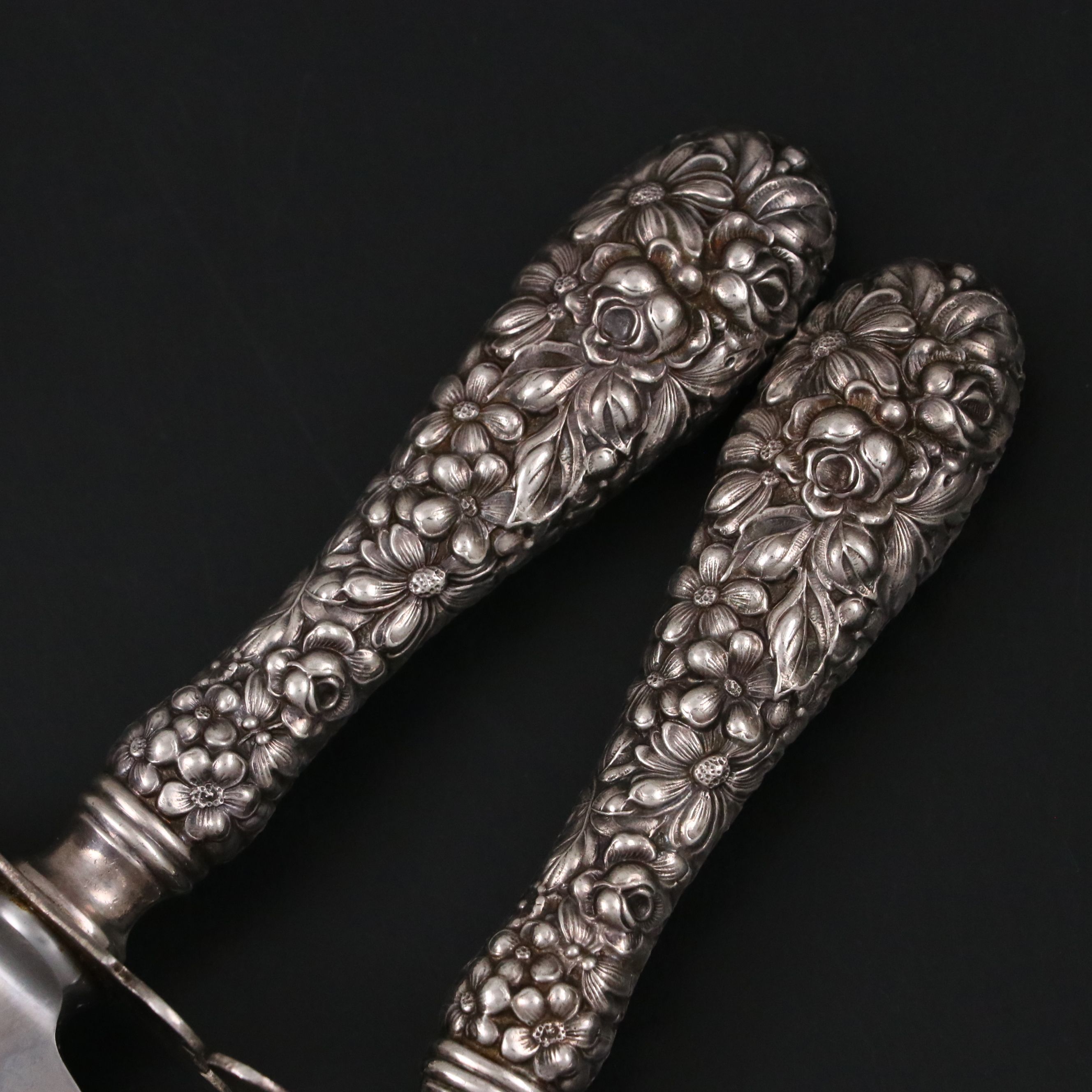 Stieff "Stieff Rose" Sterling Silver Handled Carving Knife and Fork