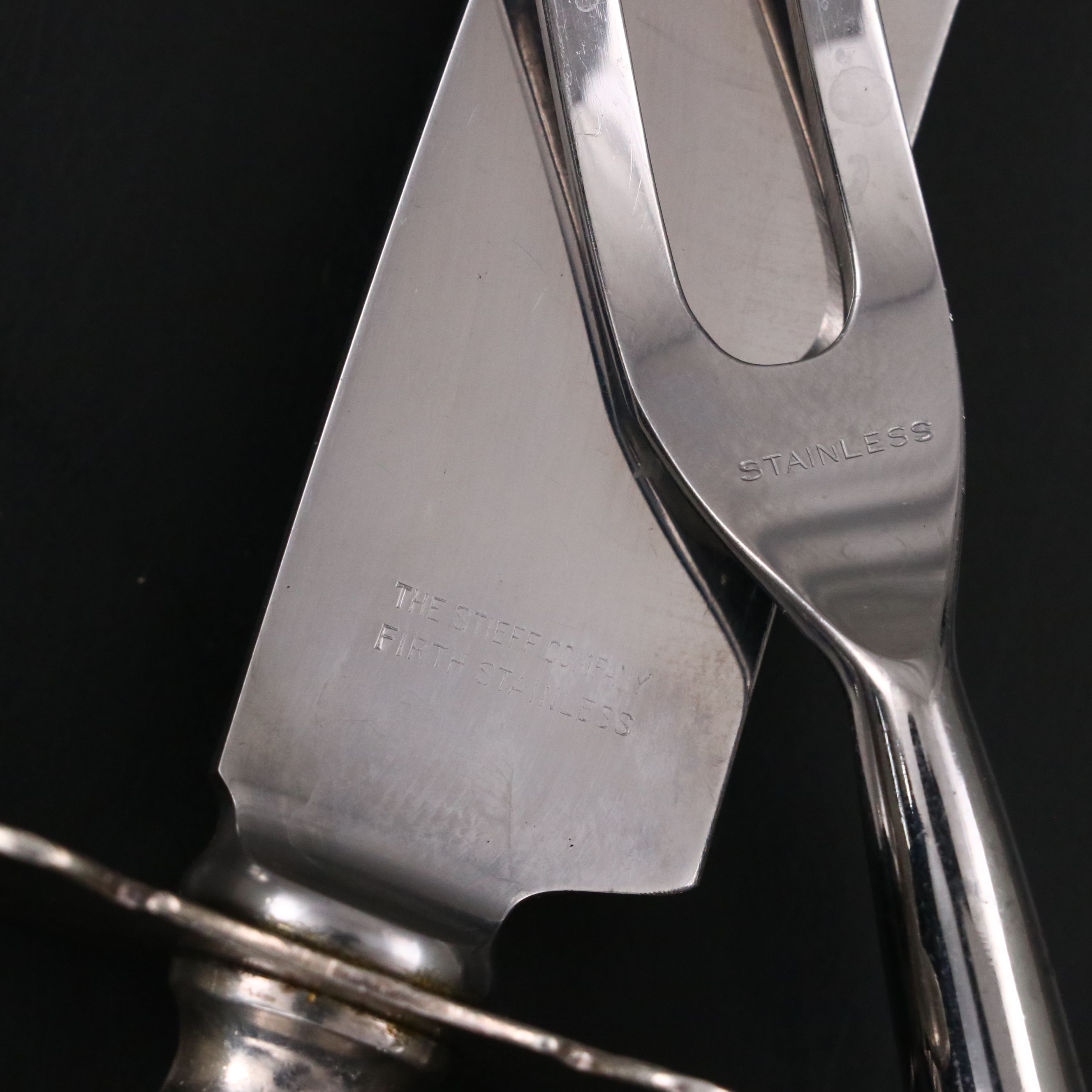 Stieff "Stieff Rose" Sterling Silver Handled Carving Knife and Fork