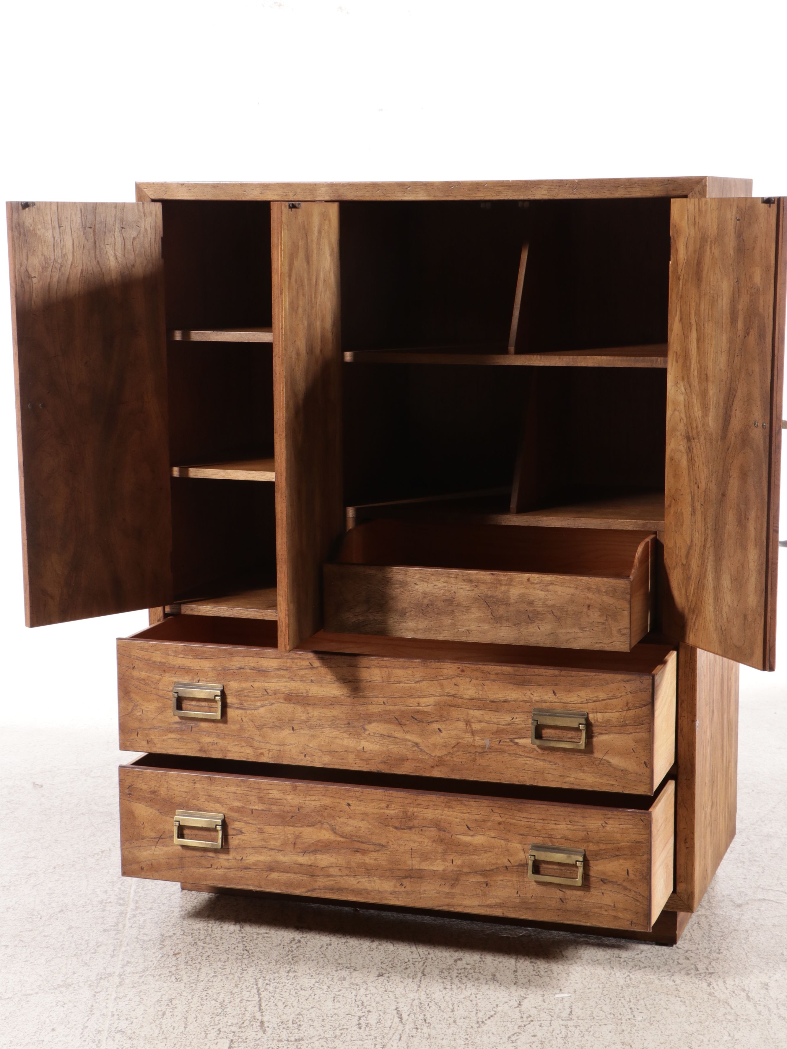 Drexel Woodbriar Collection Pecan and Brass Campaign Style Chest