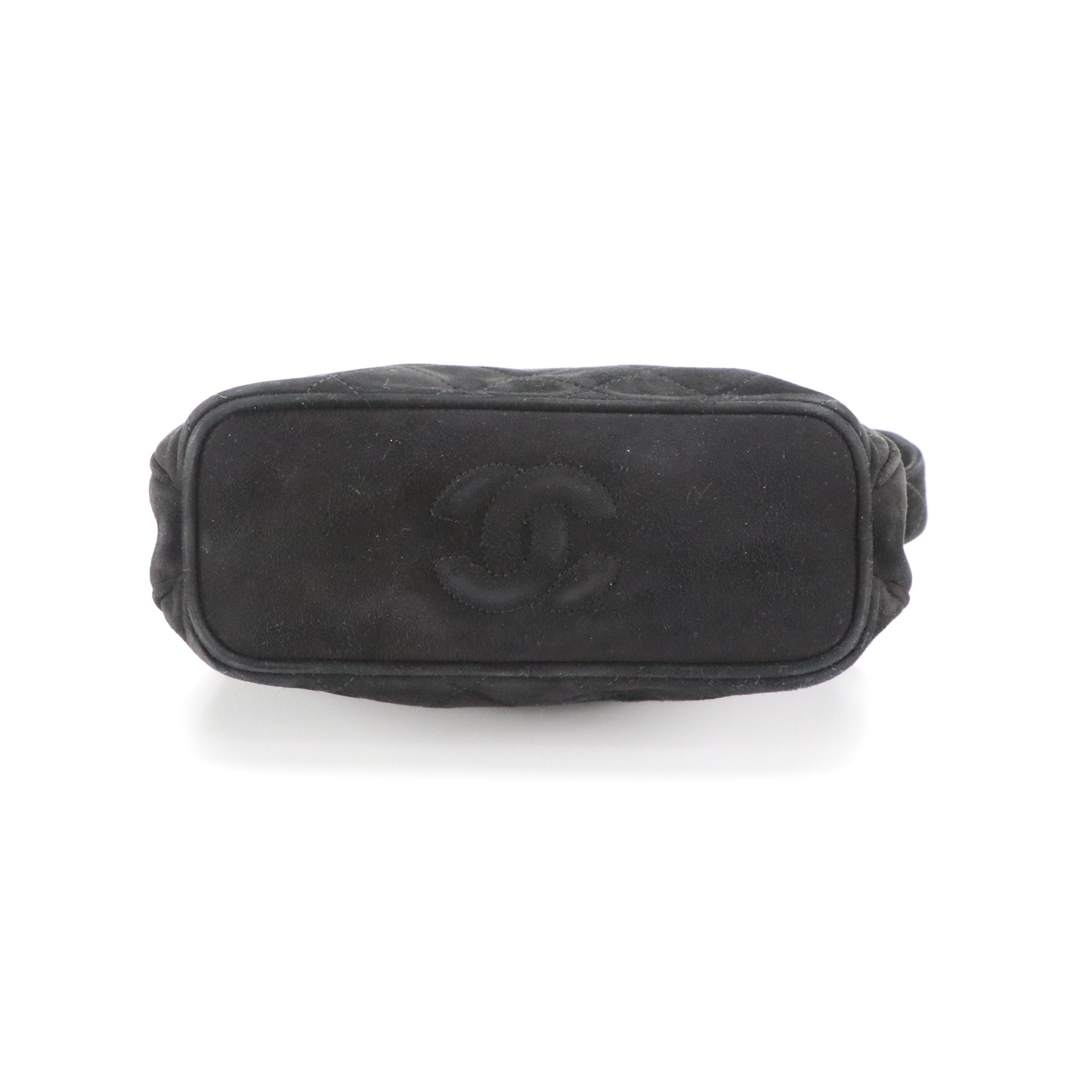 Chanel CC Metal Frame Handbag in Quilted Suede