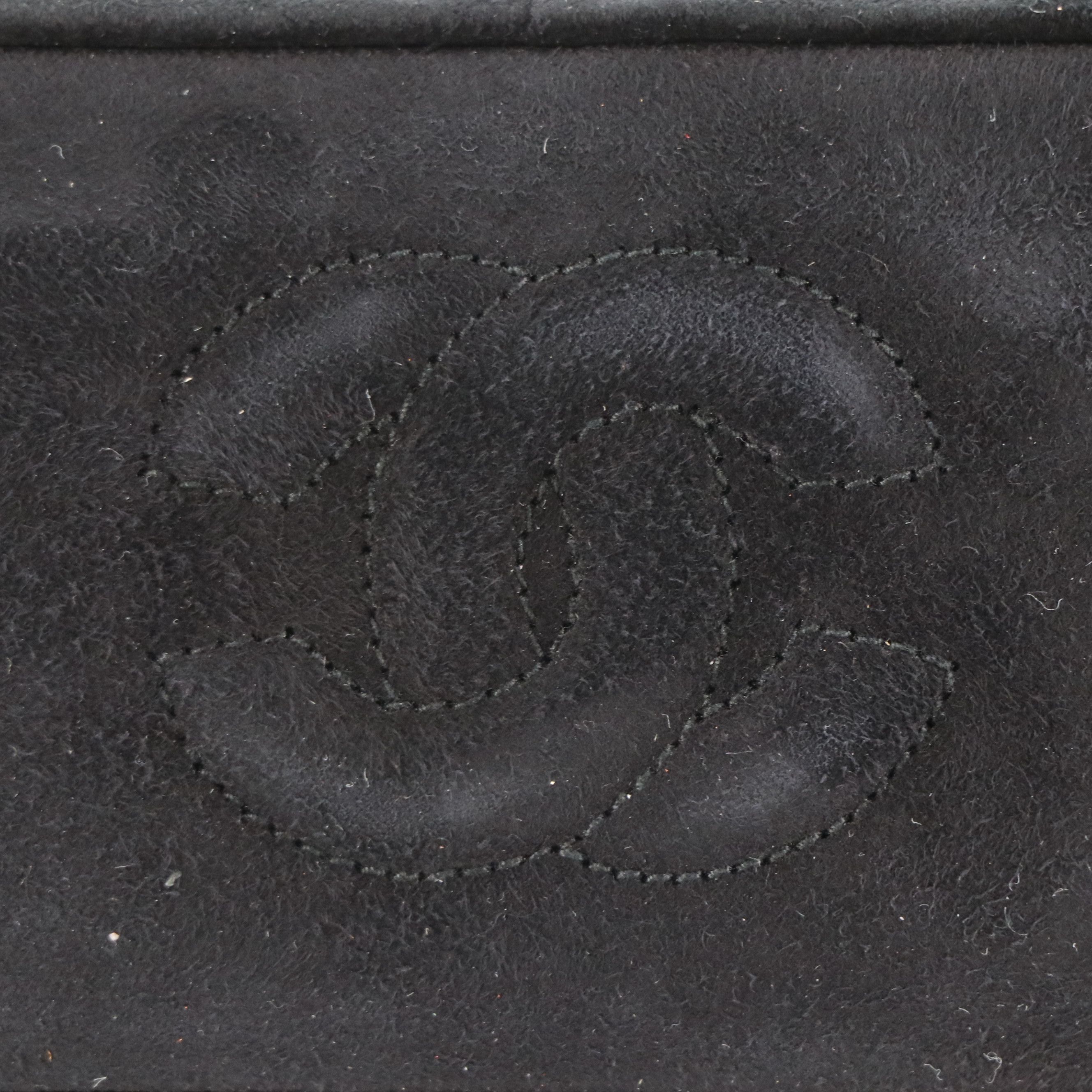 Chanel CC Metal Frame Handbag in Quilted Suede