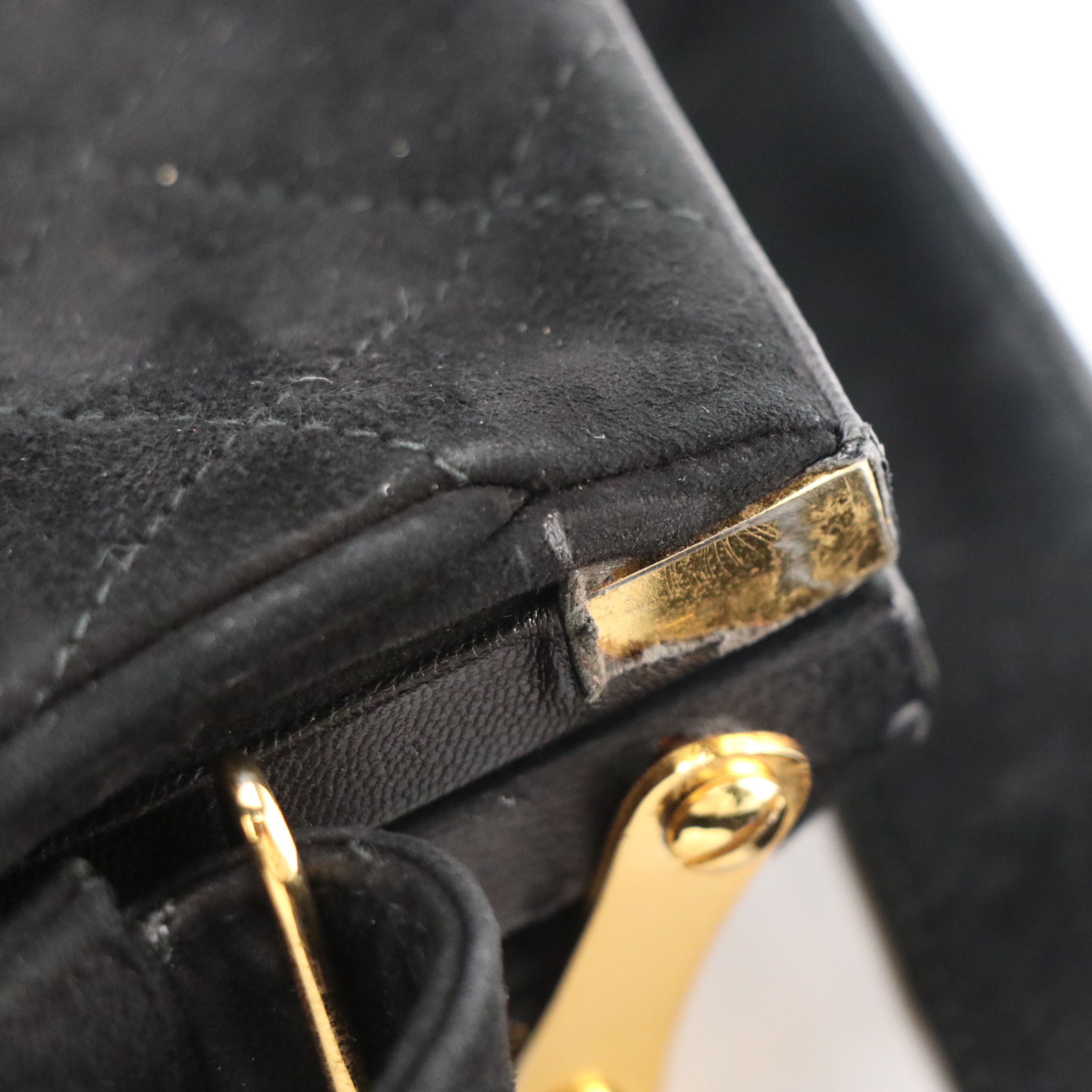 Chanel CC Metal Frame Handbag in Quilted Suede