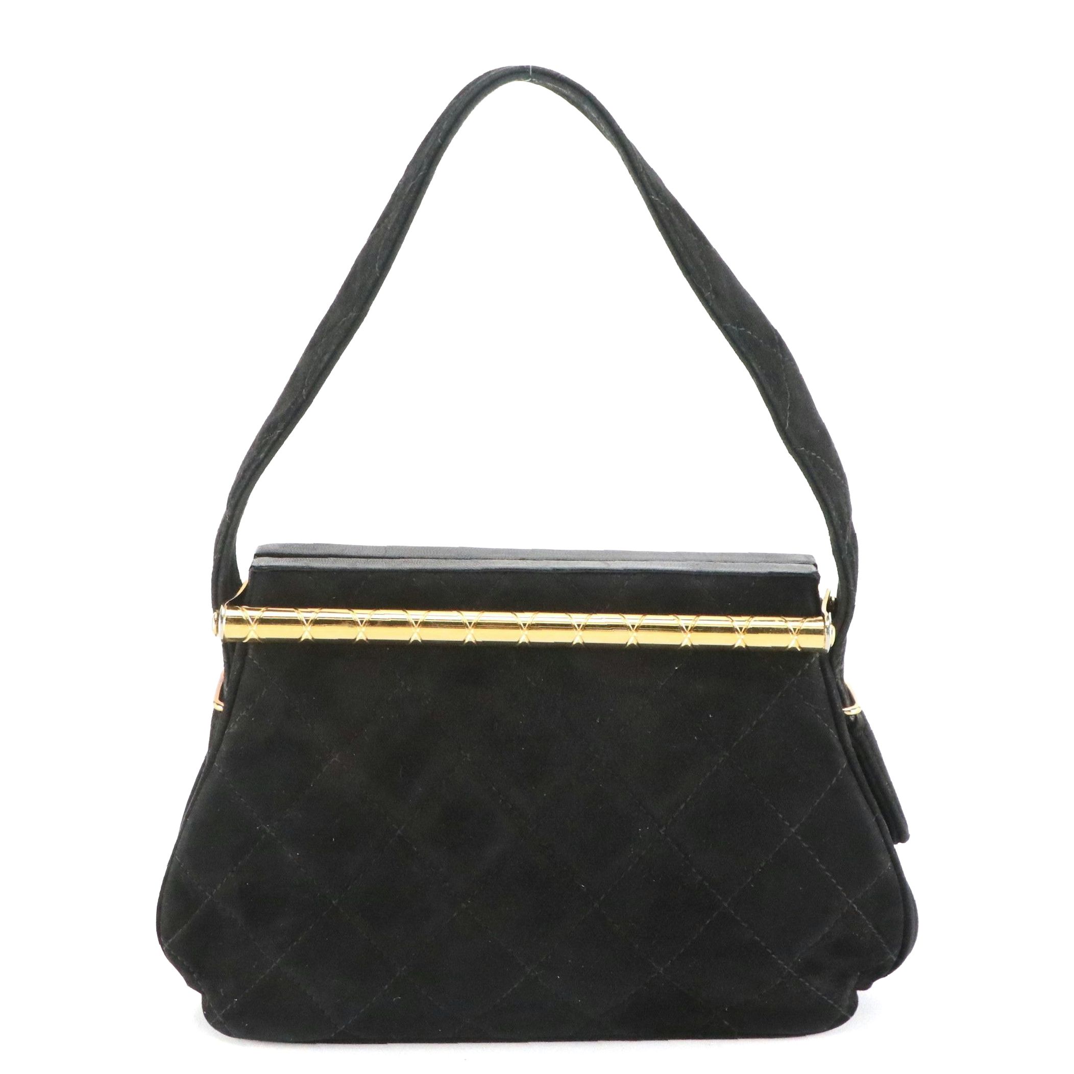 Chanel CC Metal Frame Handbag in Quilted Suede