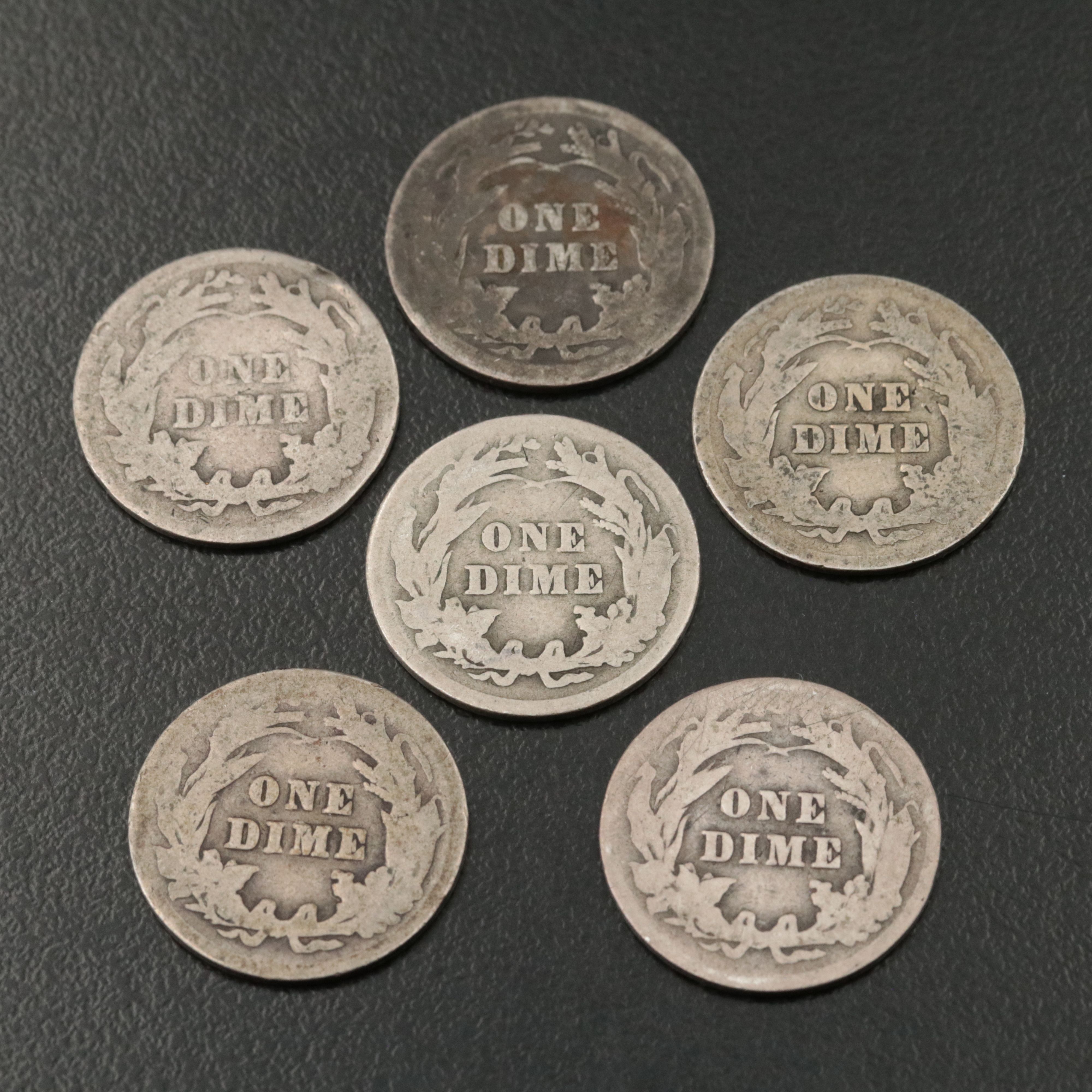 Twenty-Four Barber Silver Dimes and One Liberty Seated Silver Dime