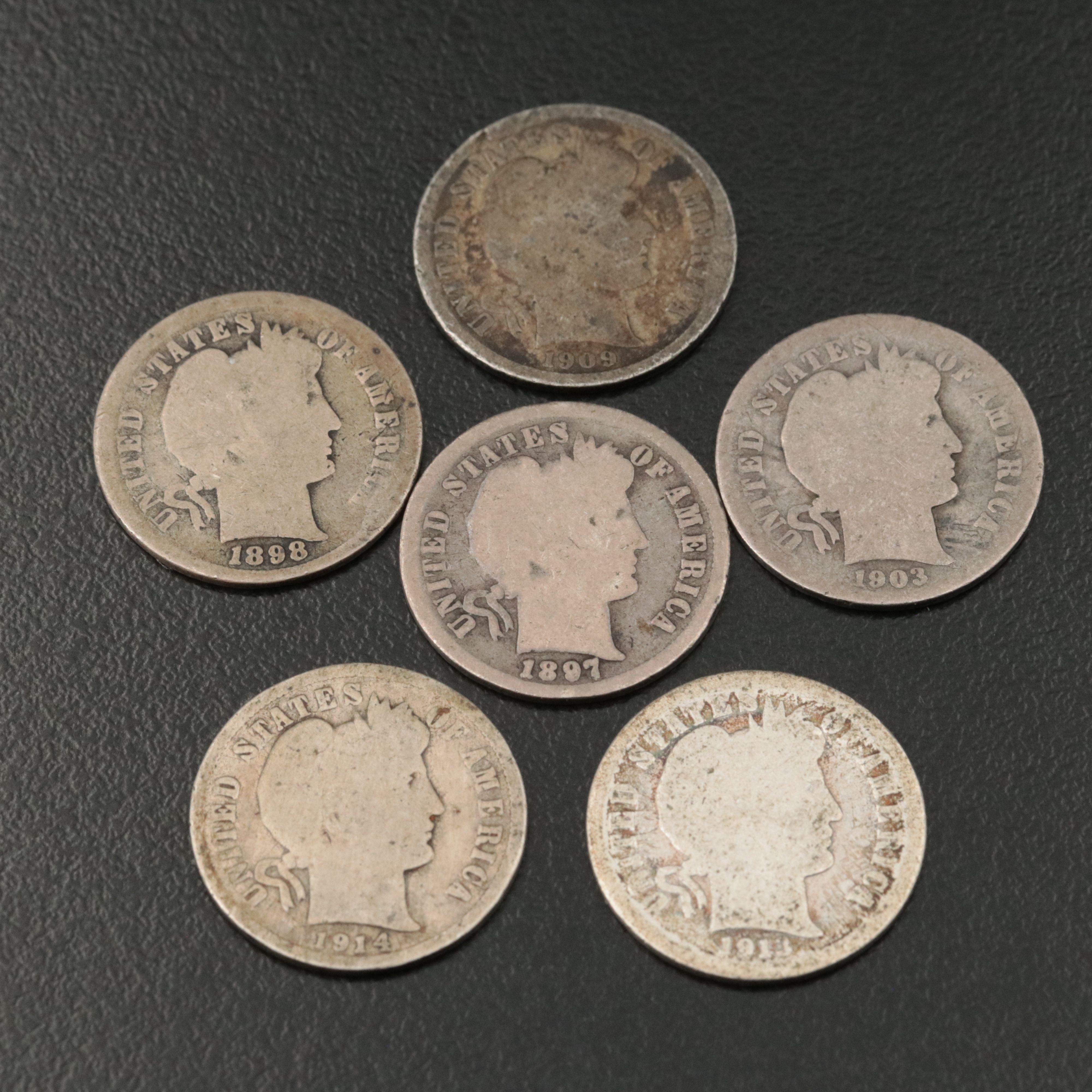 Twenty-Four Barber Silver Dimes and One Liberty Seated Silver Dime