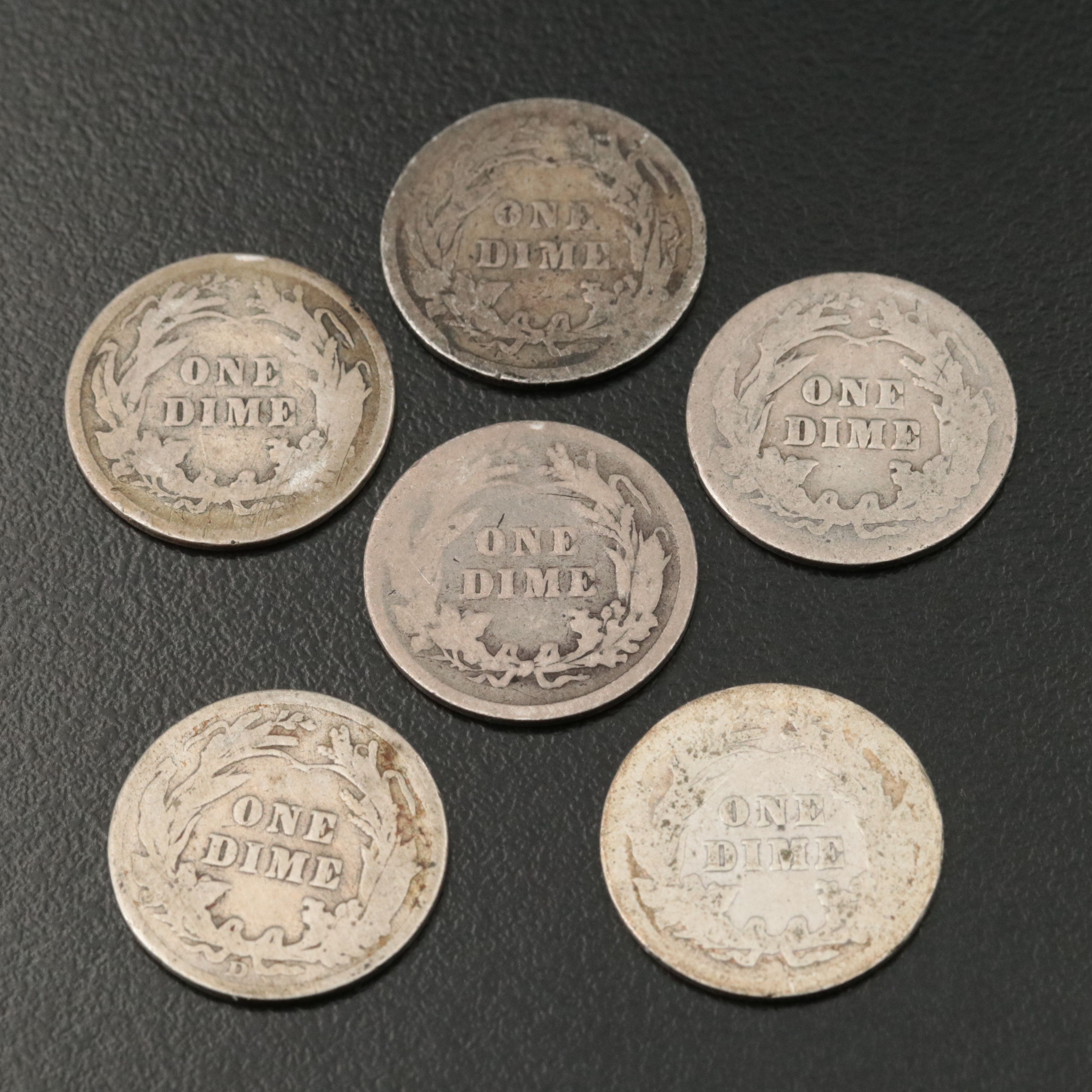 Twenty-Four Barber Silver Dimes and One Liberty Seated Silver Dime