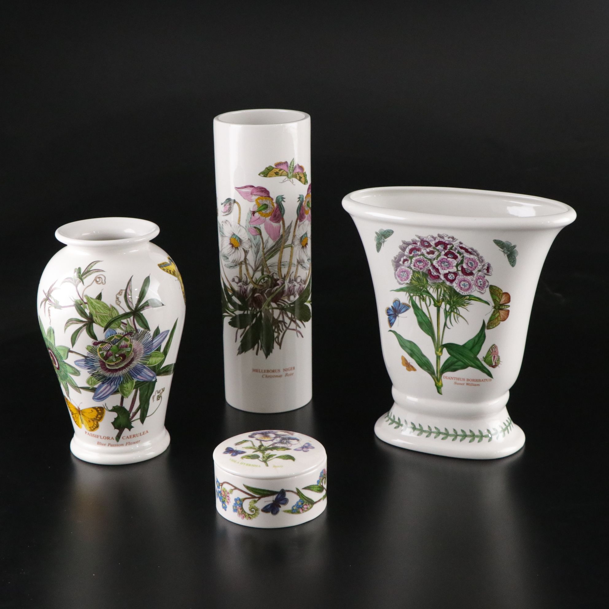 Portmeirion "Botanic Garden" Ceramic Vases and Round Trinket Box