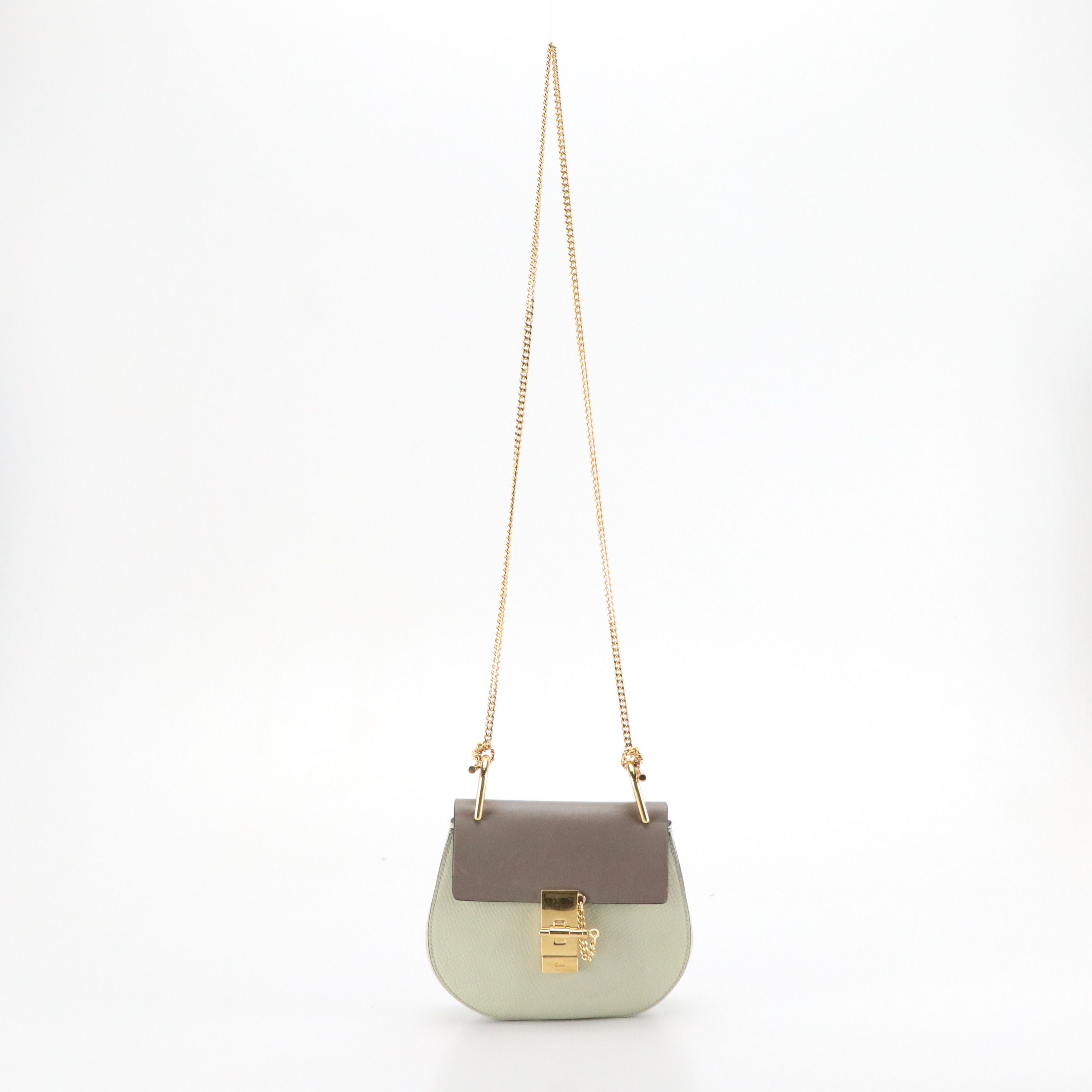 Chloé Small Drew Bag in Bicolor Leather with Chain-Link Strap