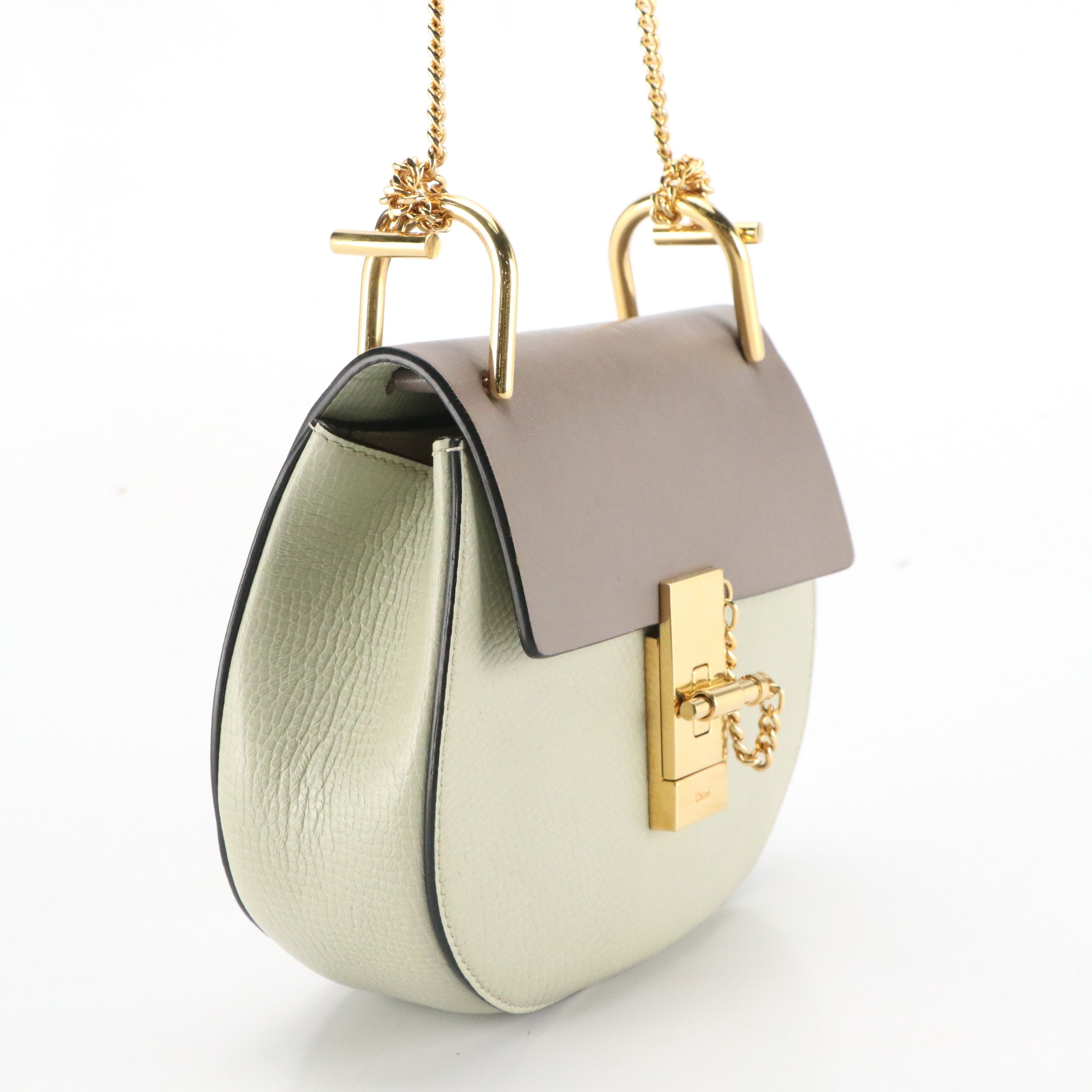 Chloé Small Drew Bag in Bicolor Leather with Chain-Link Strap