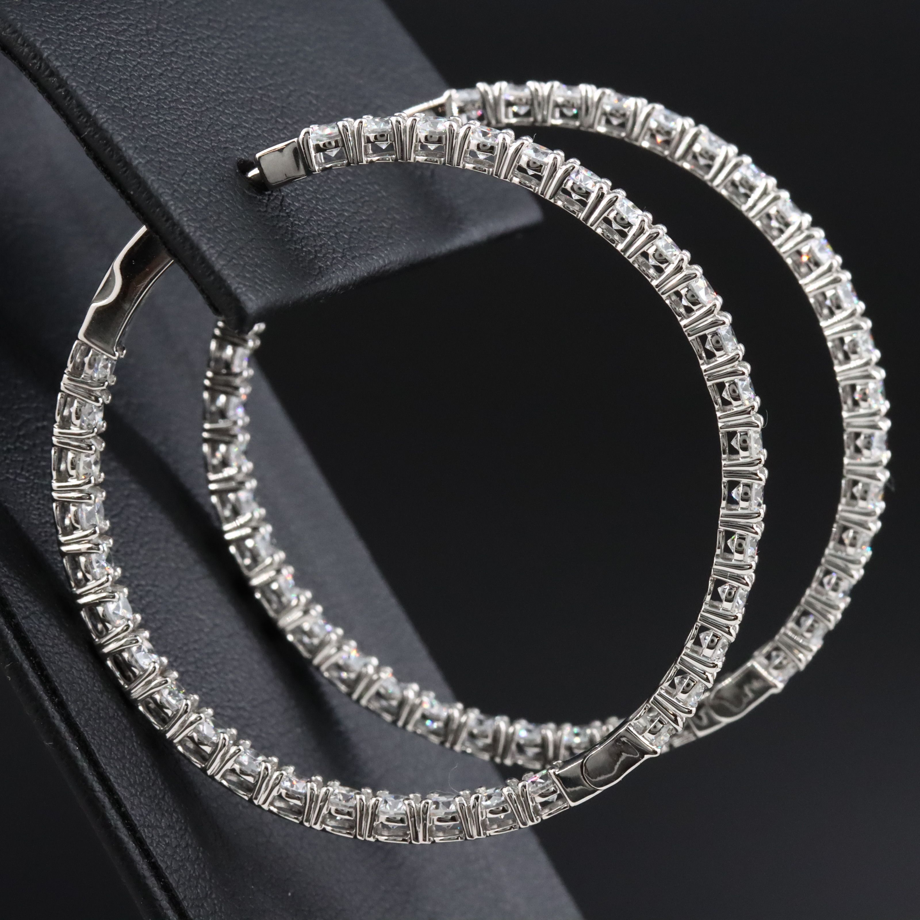 Platinum 7.19 CTW Lab Grown Diamond Inside-Out Hoop Earrings
