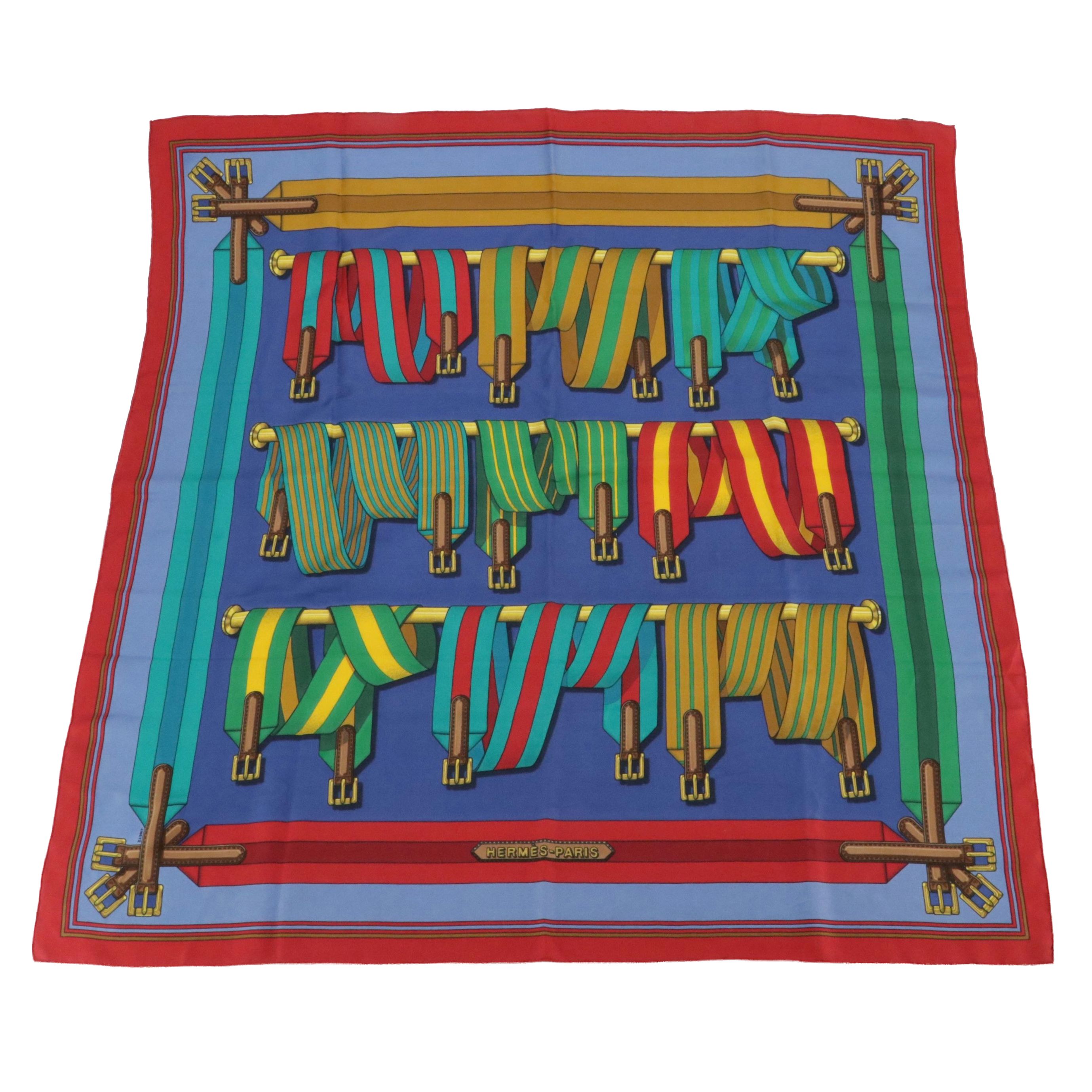 Hermès "Sangles" Scarf 90 in Silk Twill