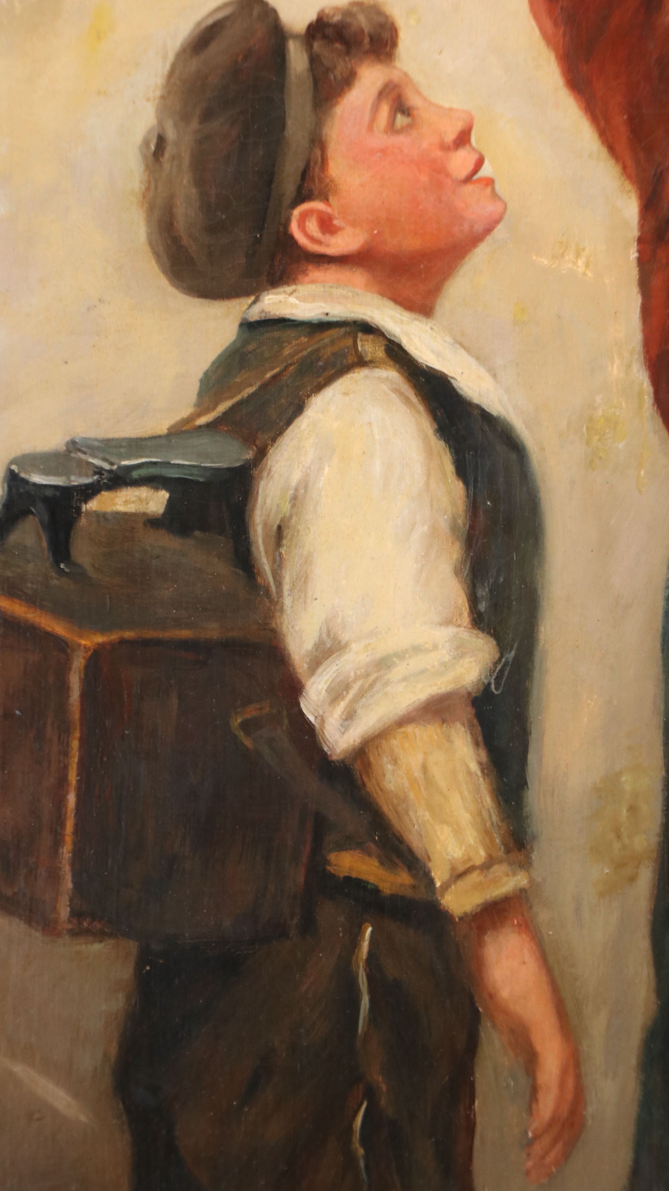 John H. Henrici Oil Painting "Coin Toss," Early 20th Century