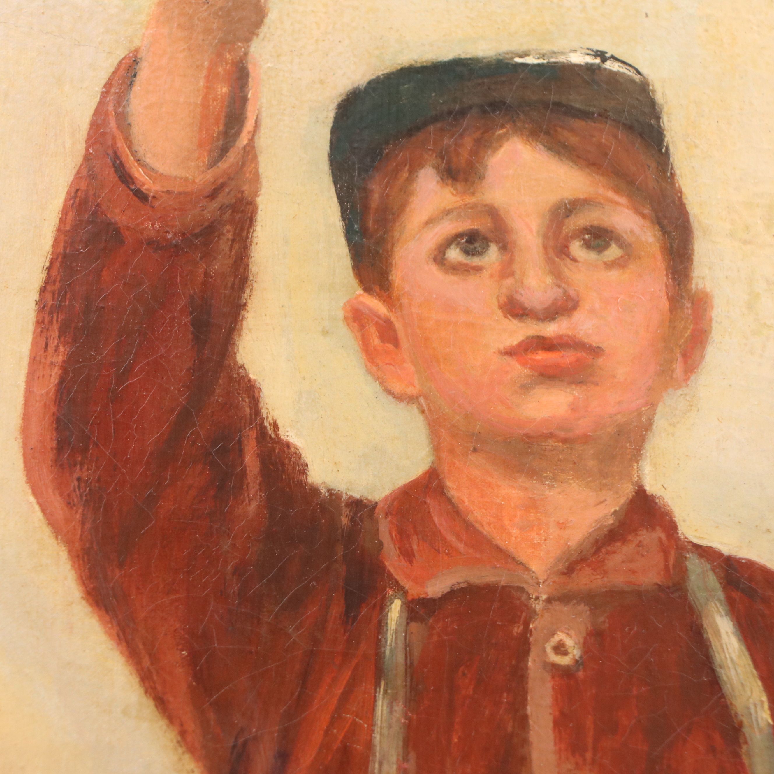 John H. Henrici Oil Painting "Coin Toss," Early 20th Century