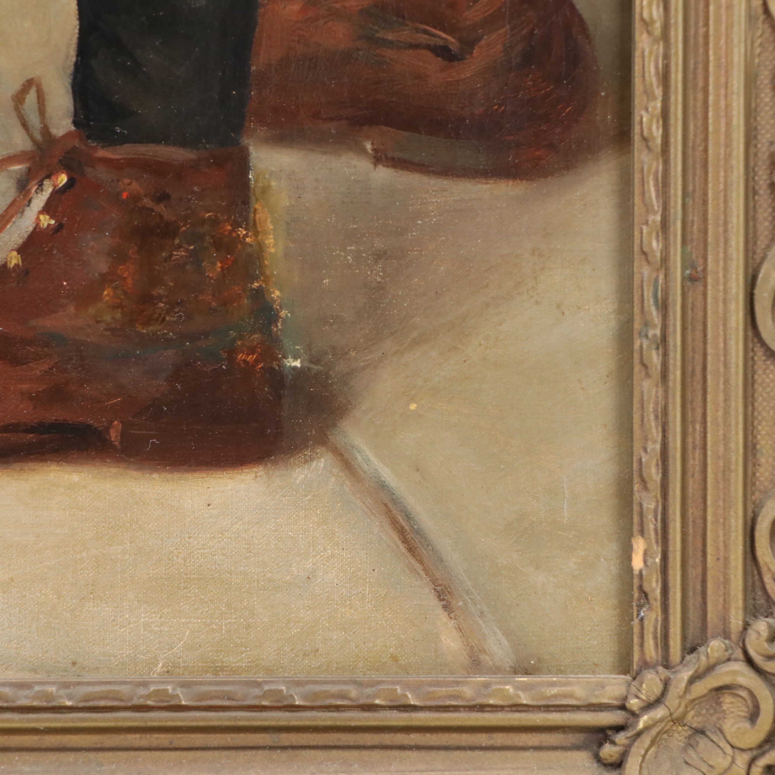 John H. Henrici Oil Painting "Coin Toss," Early 20th Century