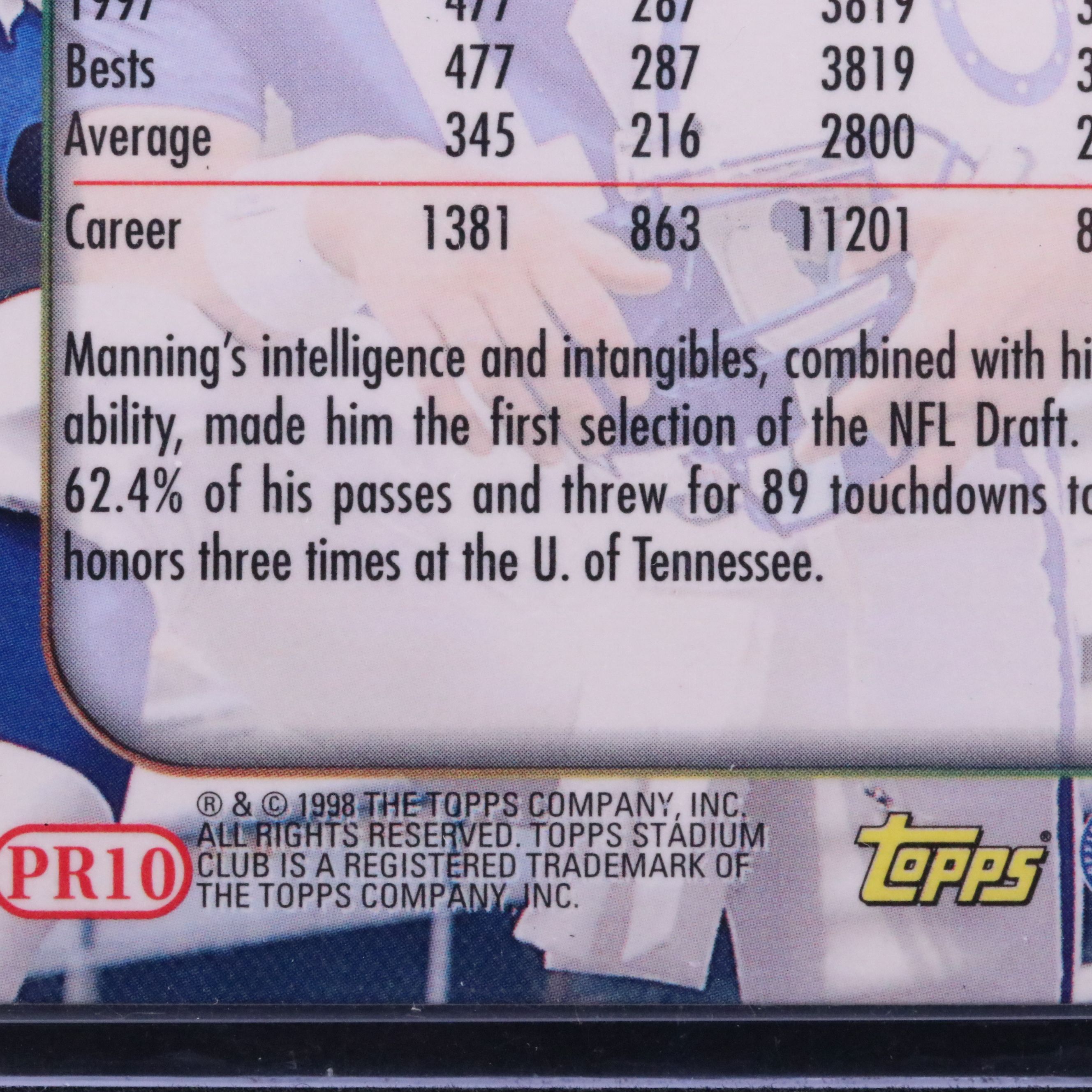 1998 Topps Stadium Club Peyton Manning Rookie Card