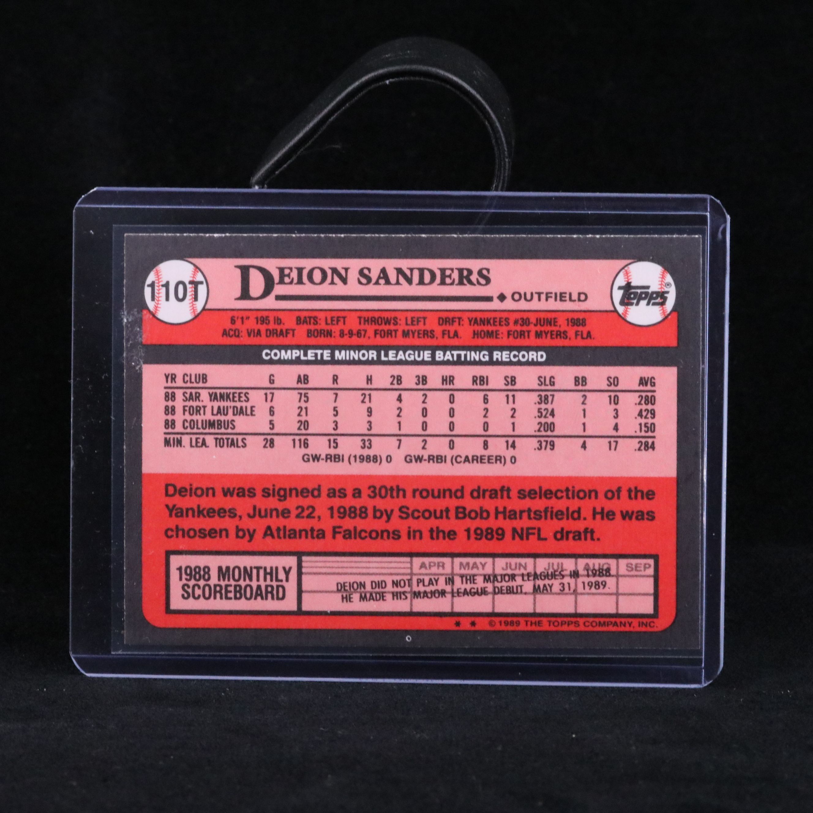 1989 Topps Traded Deion Sanders New York Yankees Rookie Baseball Card