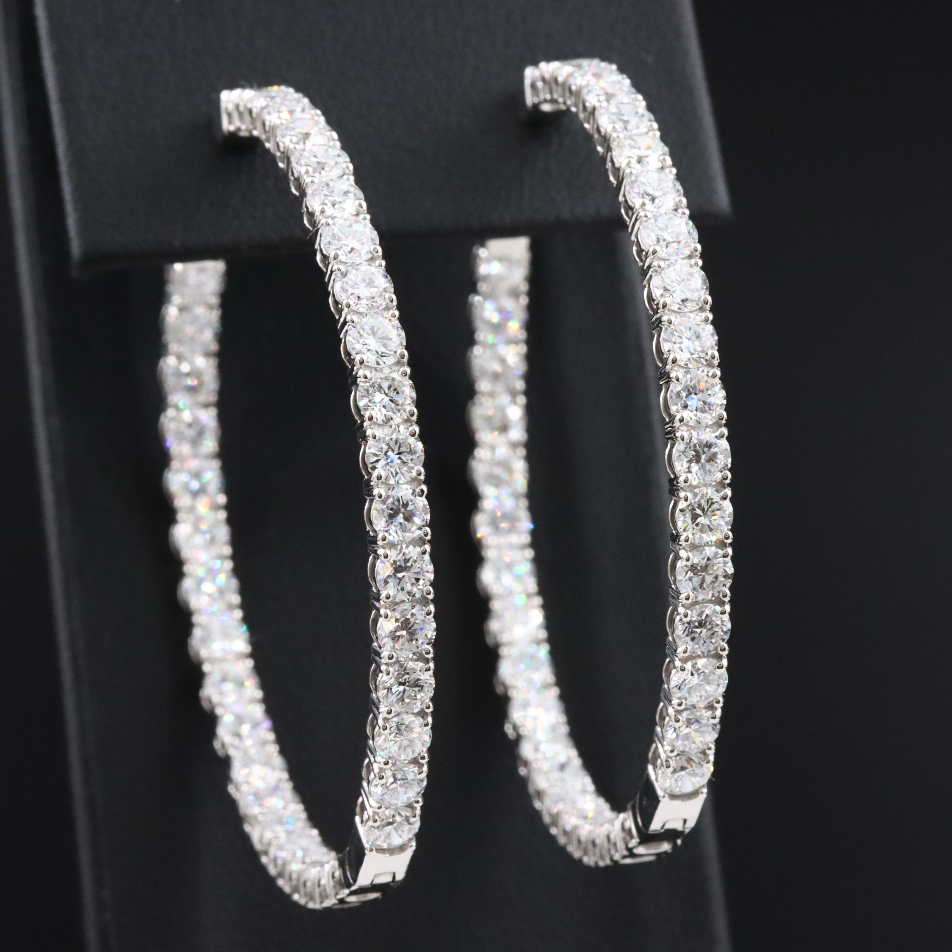 Platinum 12.65 CTW Lab Grown Diamond Inside-Out Hoop Earrings