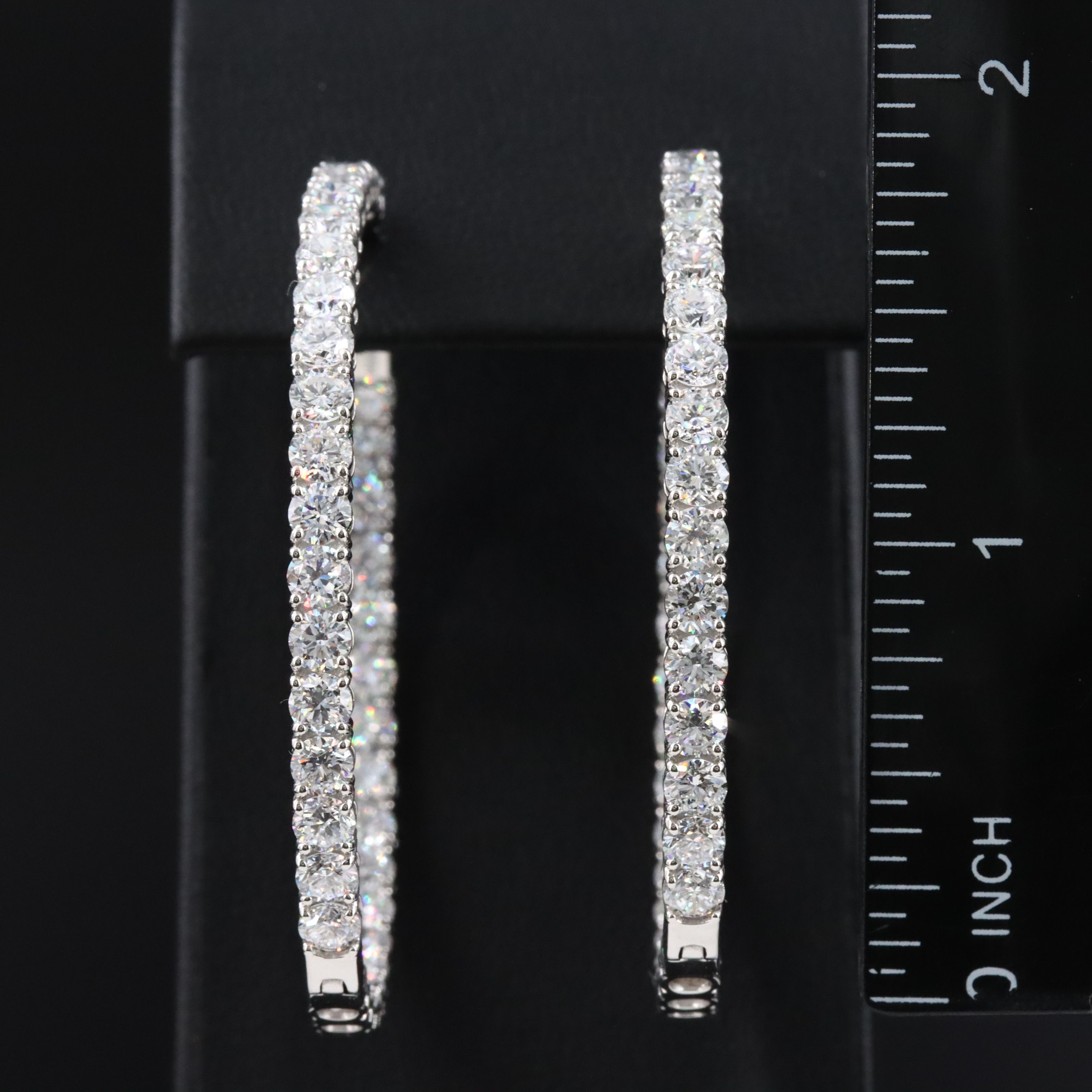 Platinum 12.65 CTW Lab Grown Diamond Inside-Out Hoop Earrings