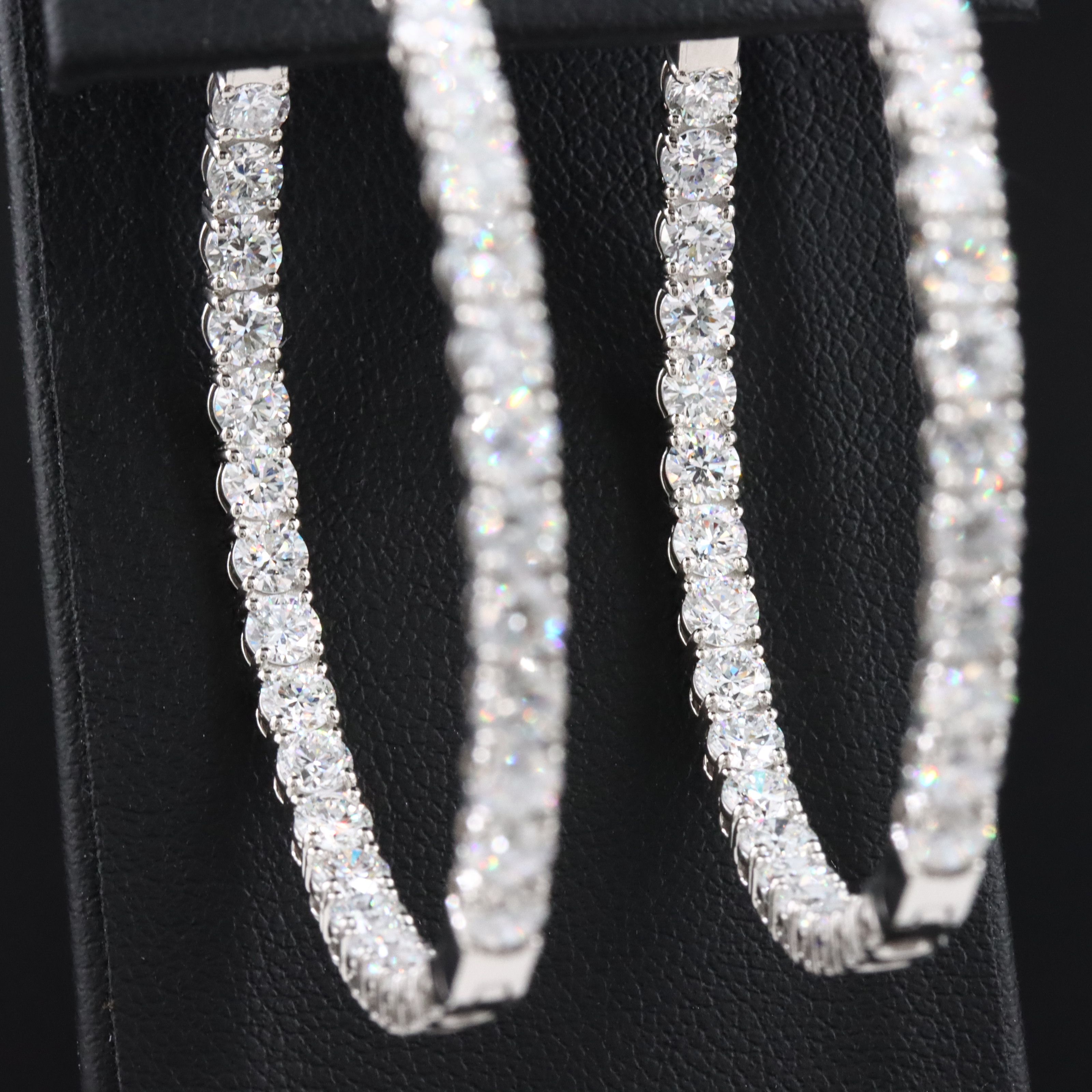 Platinum 12.65 CTW Lab Grown Diamond Inside-Out Hoop Earrings