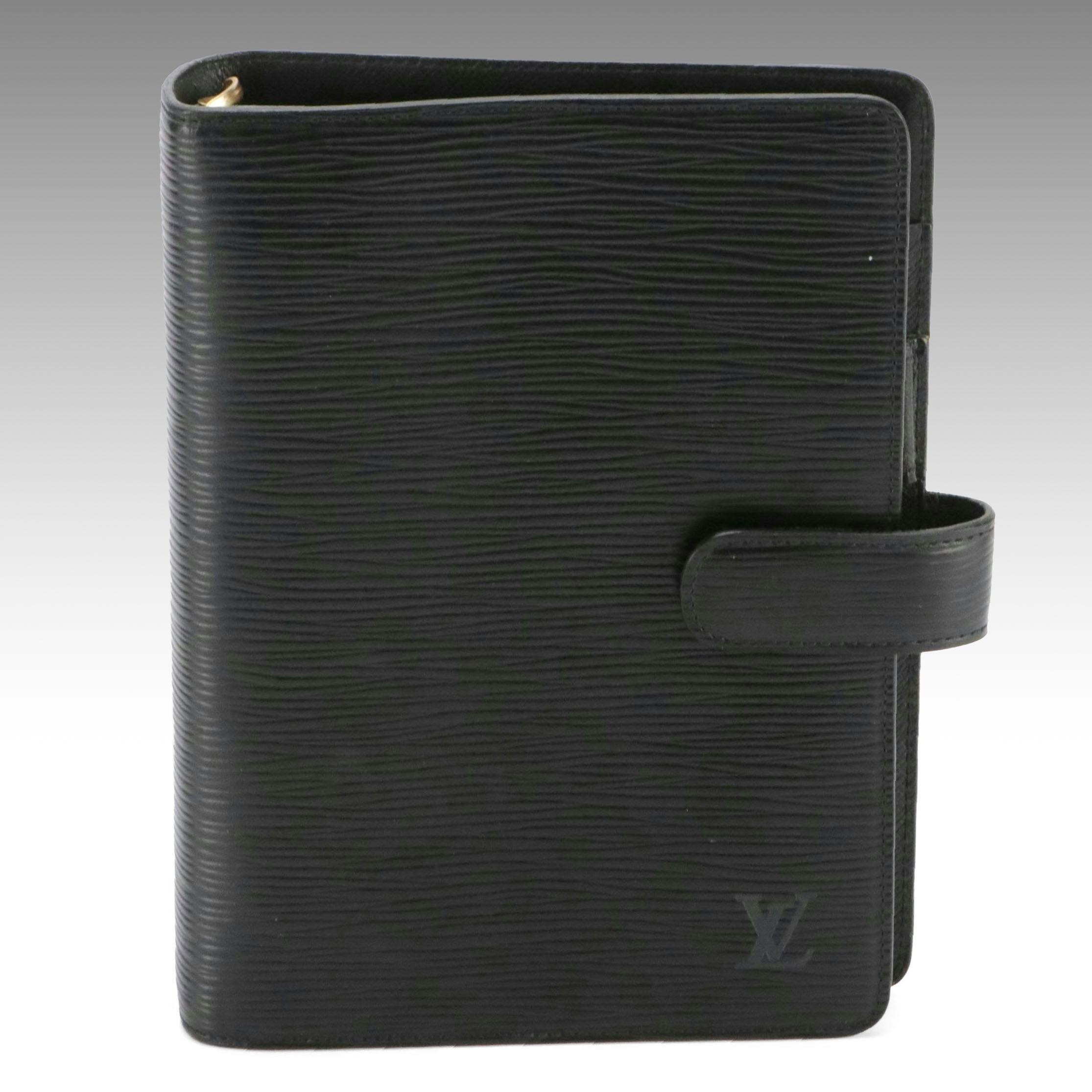 Louis Vuitton Medium Six-Ring Agenda Cover in Black Epi Leather