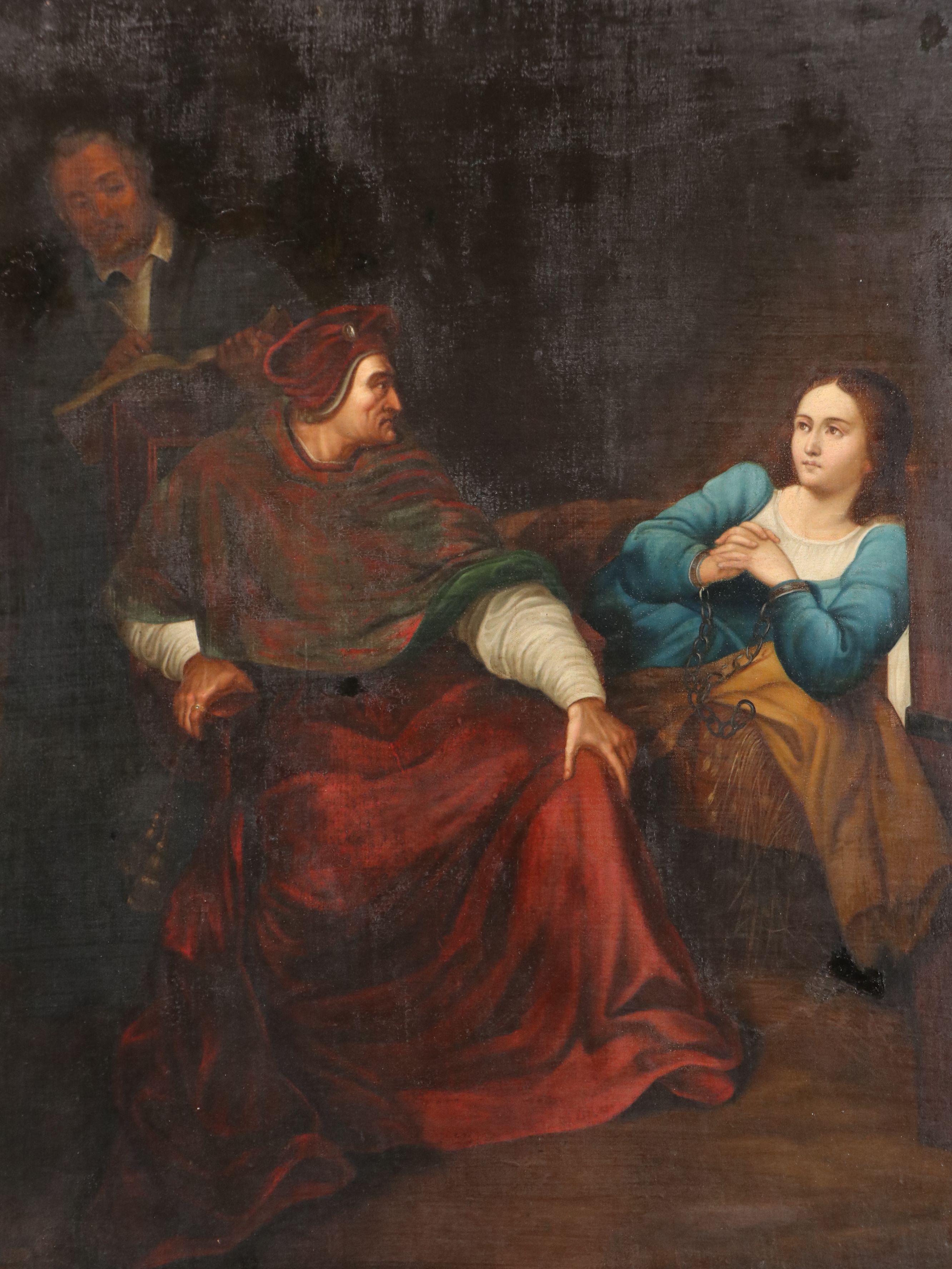 After Paul Delaroche Oil Painting "The Interrogation of Joan of Arc," 19th C.