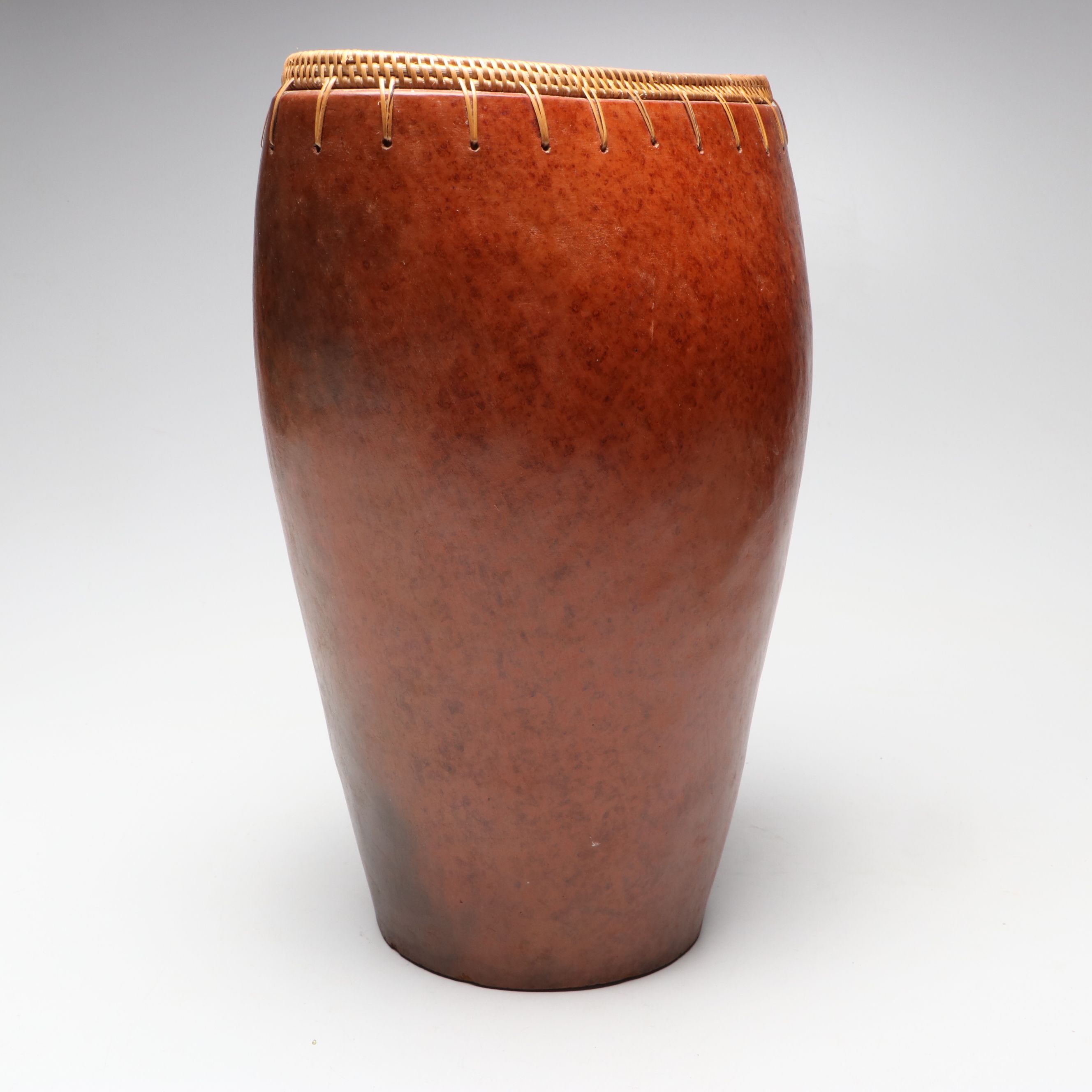 Bohemian Woven Rattan Edge Ceramic Vase