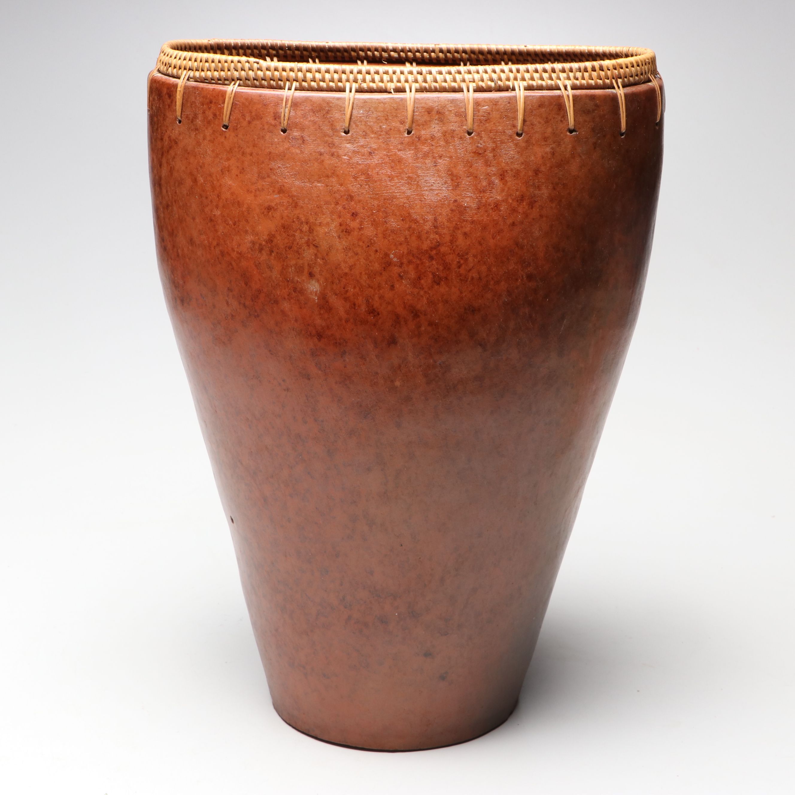 Bohemian Woven Rattan Edge Ceramic Vase
