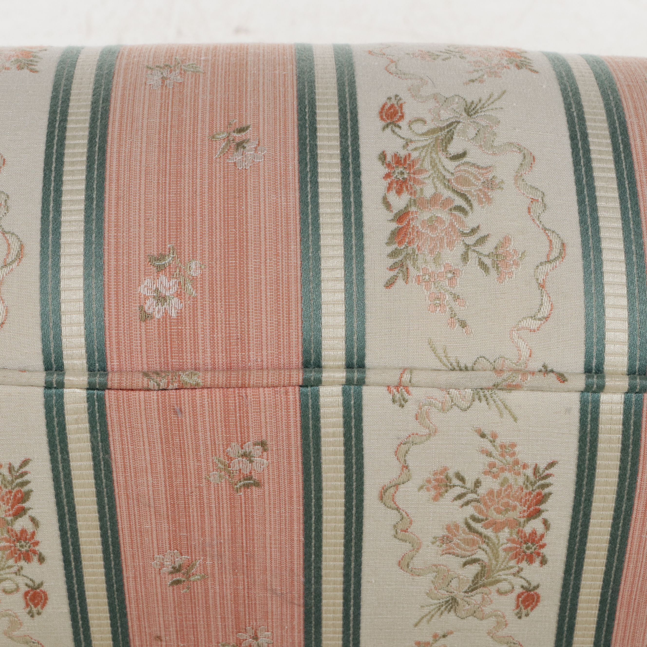 Thomasville Traditional Floral Stripe Upholstered Camelback Sofa