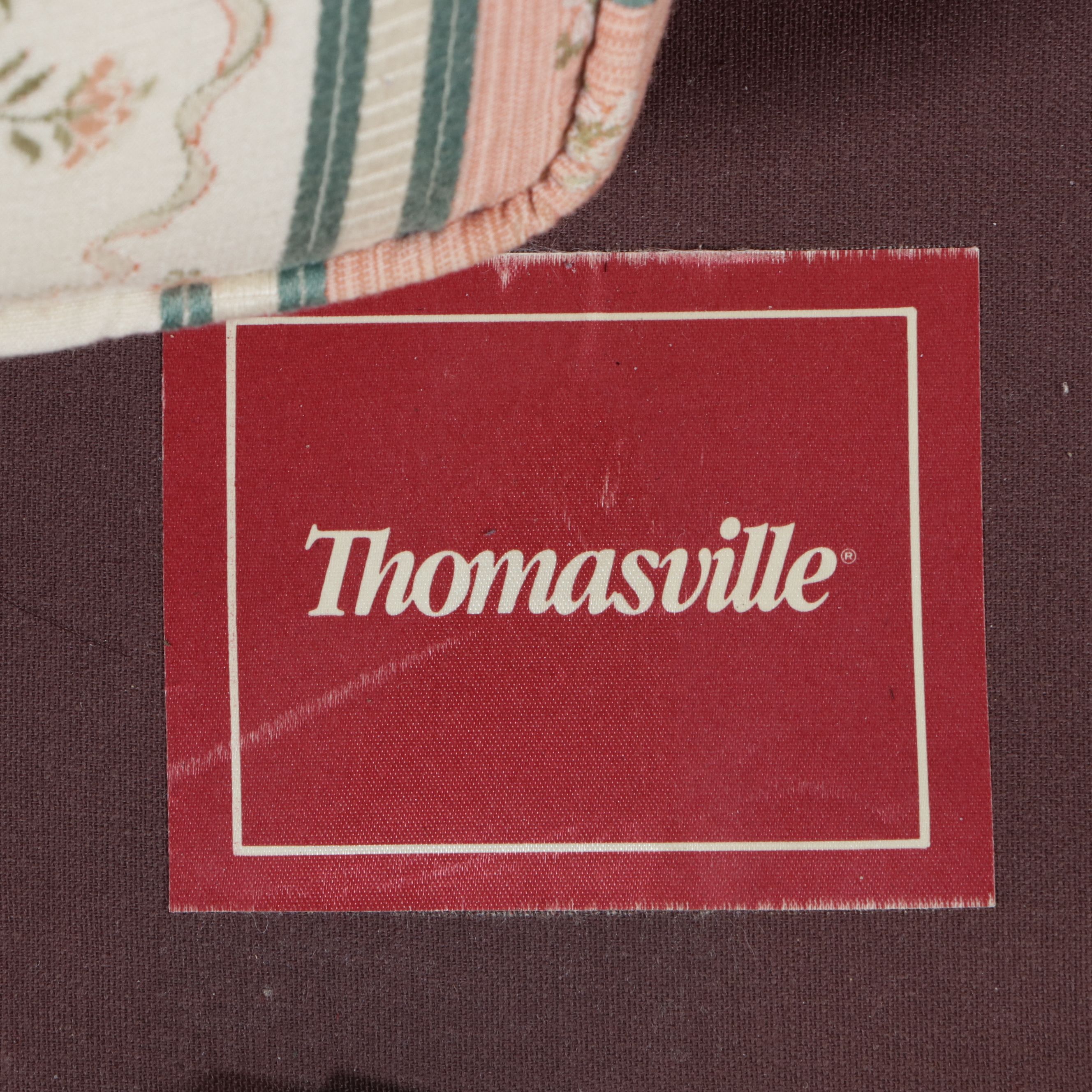 Thomasville Traditional Floral Stripe Upholstered Camelback Sofa