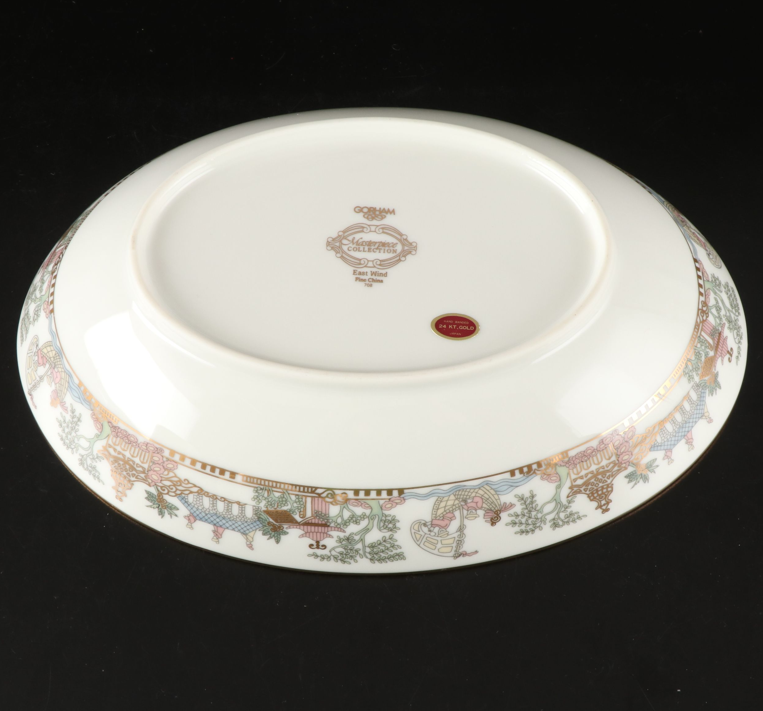 Gorham "East Wind" Gold Trim Porcelain Dinnerware and Serving Pieces, 1992-1994