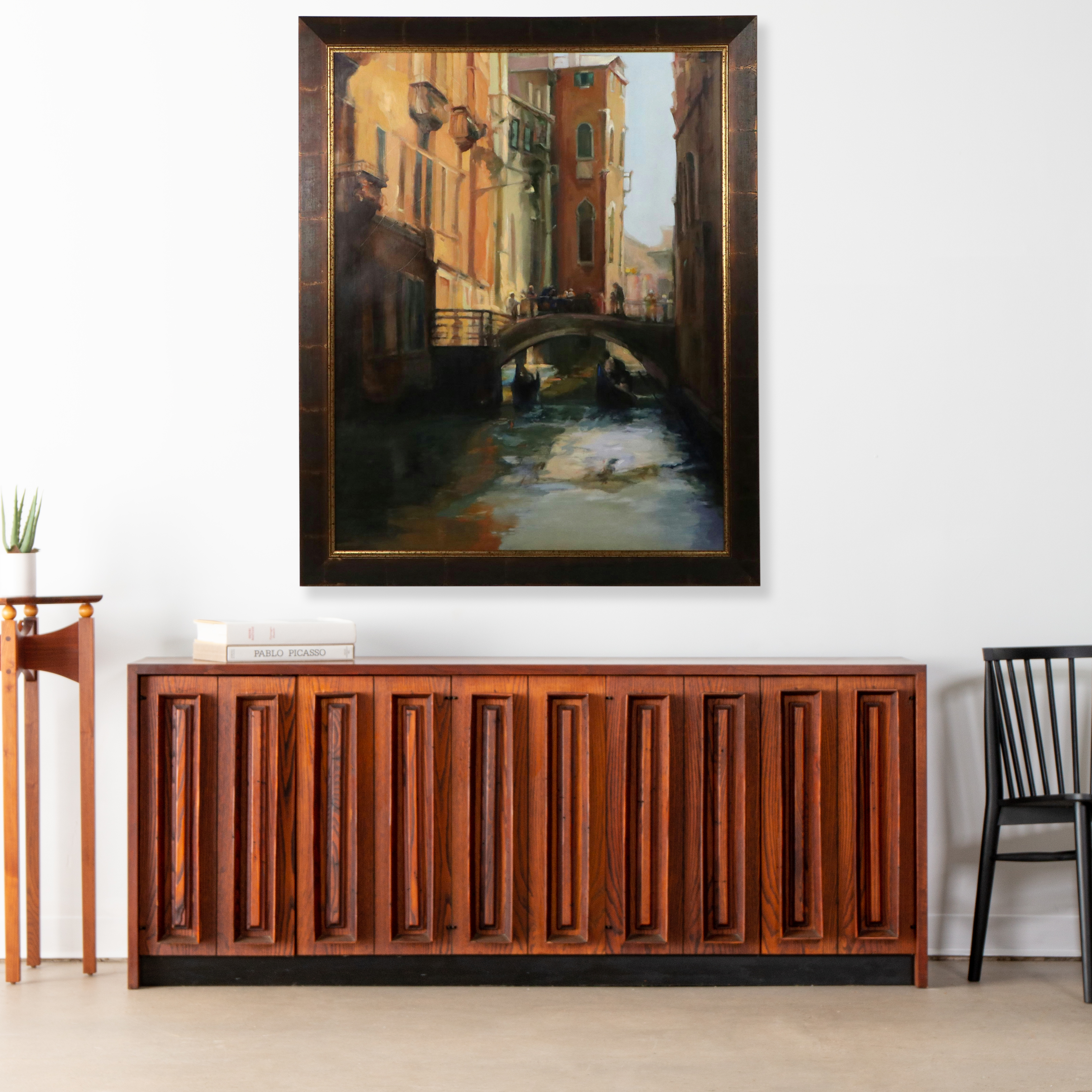 Large-Scale Oil Painting of Venetian Canal Scene, 21st Century