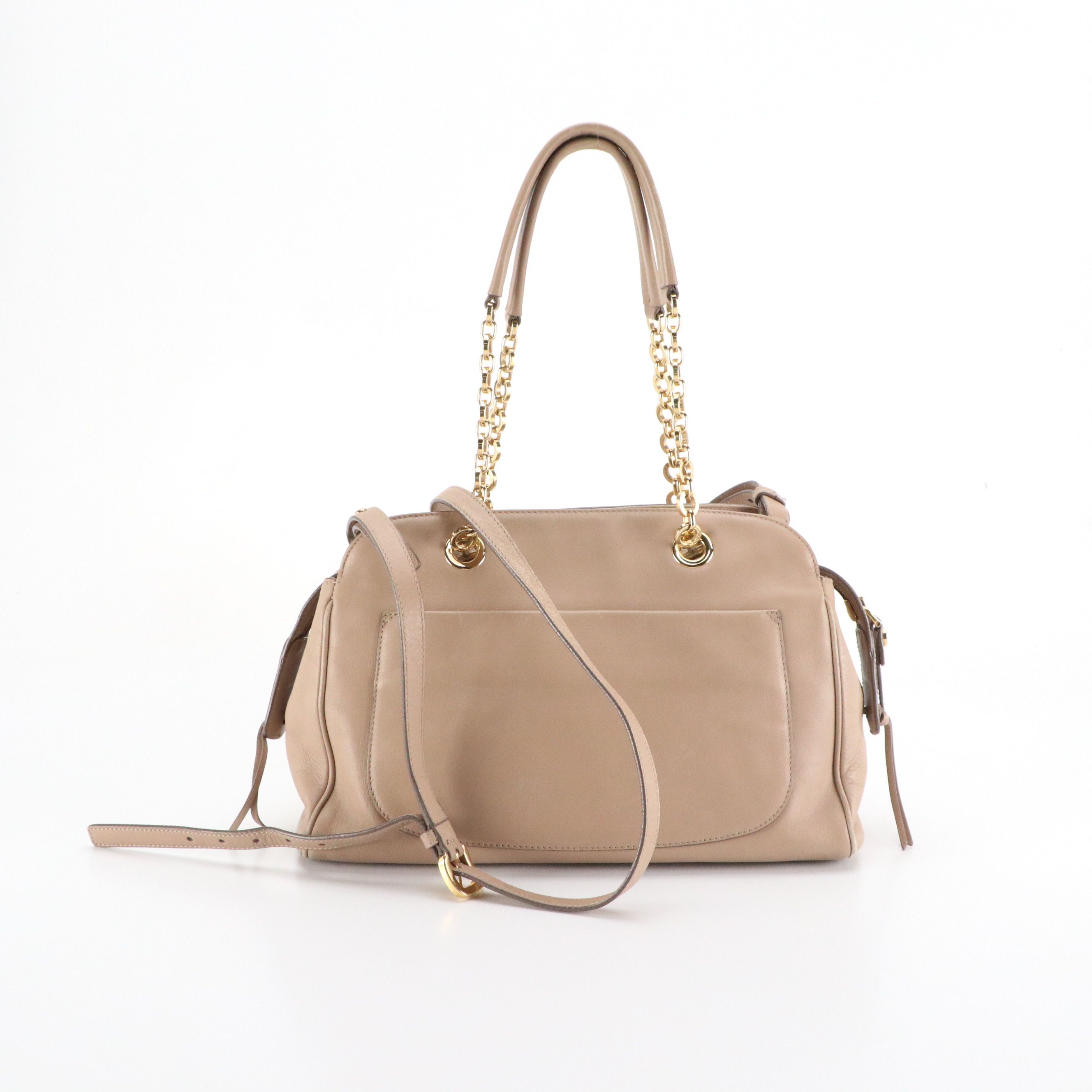 Salvatore Ferragamo Leather Two-Way Bag with Gancini Clasp Hardware