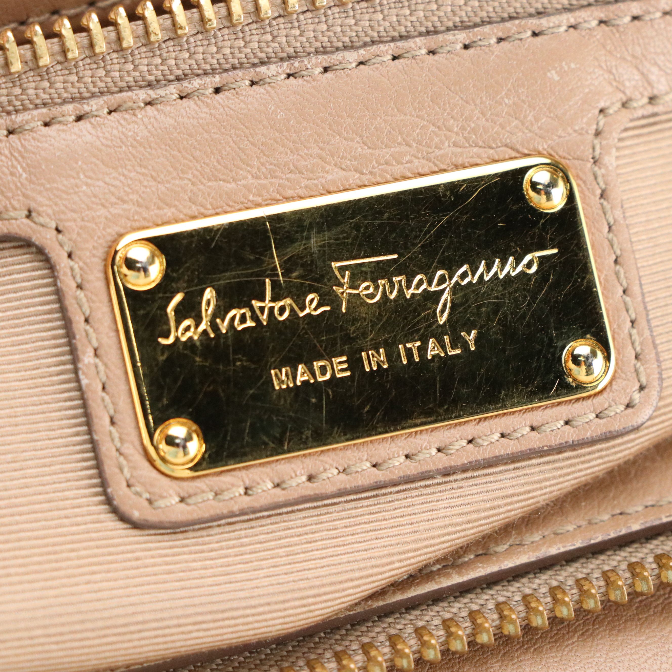Salvatore Ferragamo Leather Two-Way Bag with Gancini Clasp Hardware