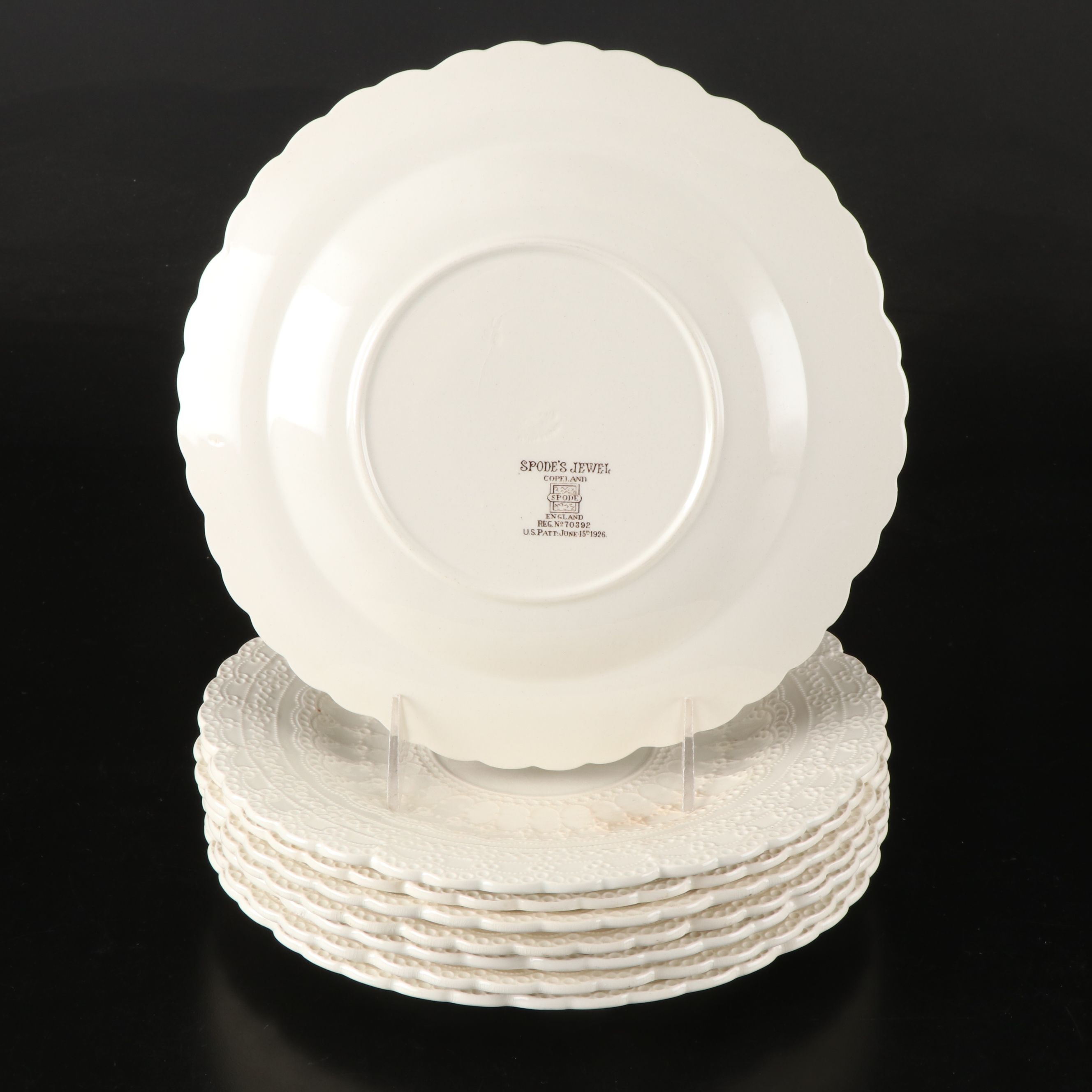 Copeland "Spode's Jewel" Embossed Breakfast Plates, Early 20th Century