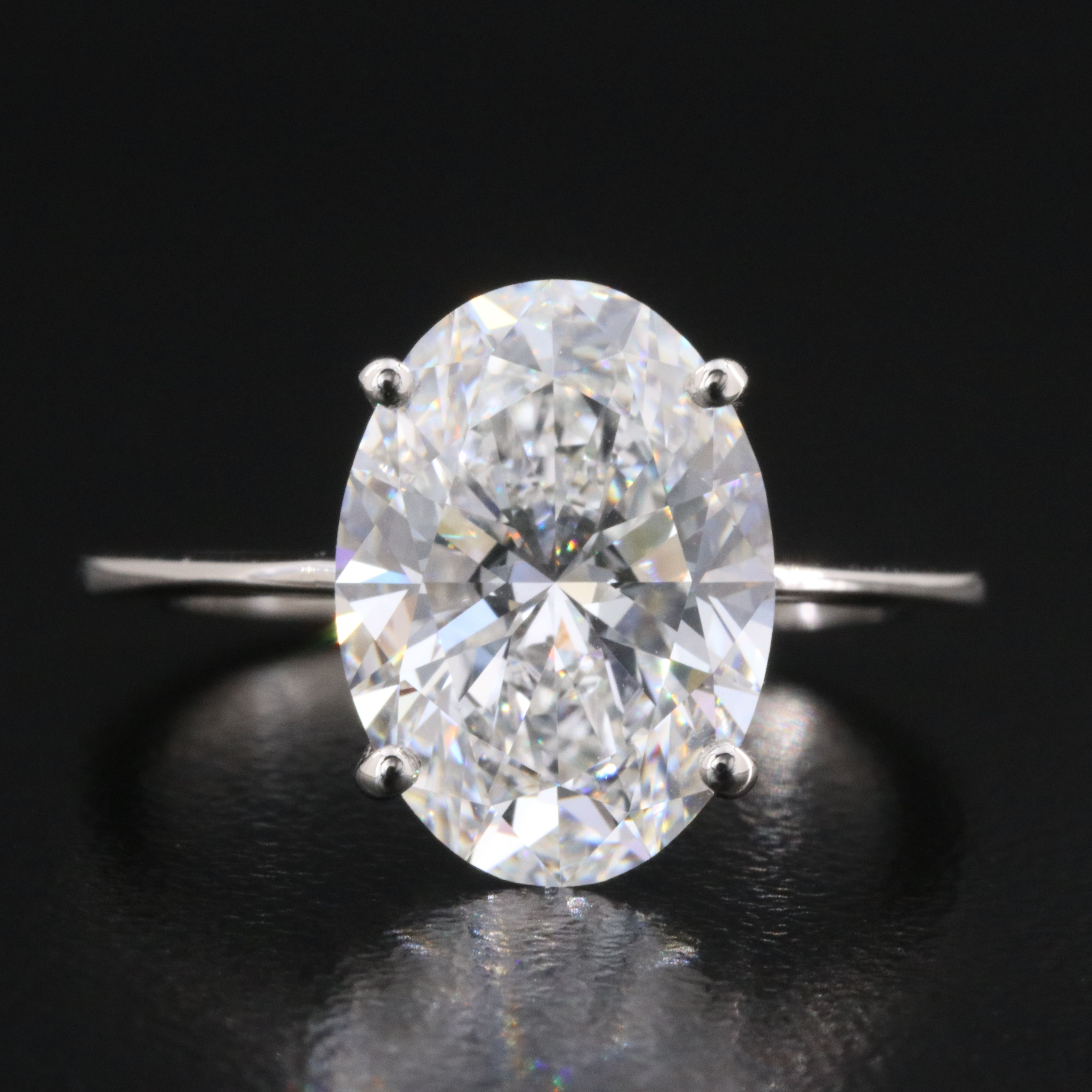 Platinum 4.10 CT Lab Grown Diamond Solitaire Ring with IGI Report