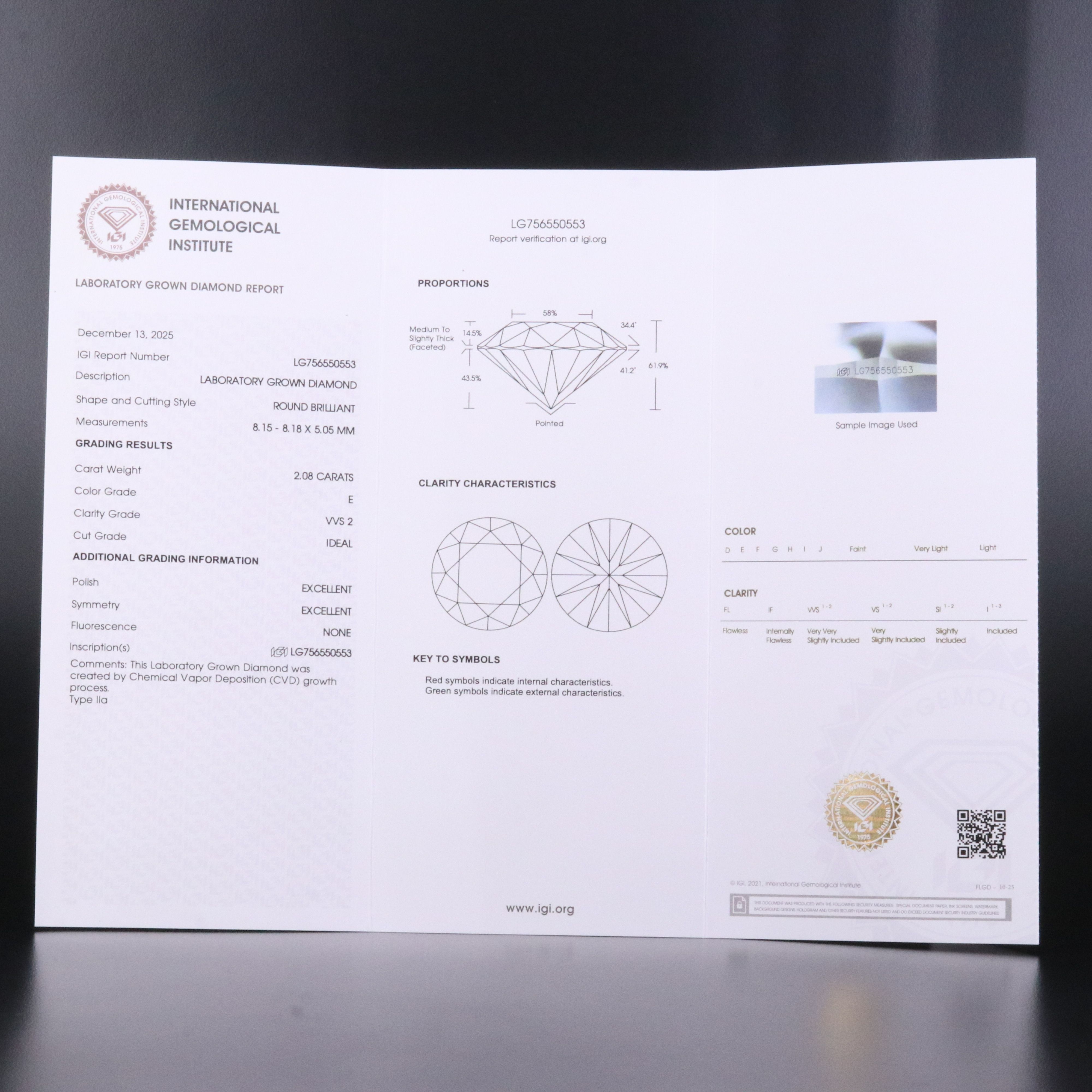 Platinum 2.08 CT Lab Grown Diamond Solitaire Ring with IGI Report