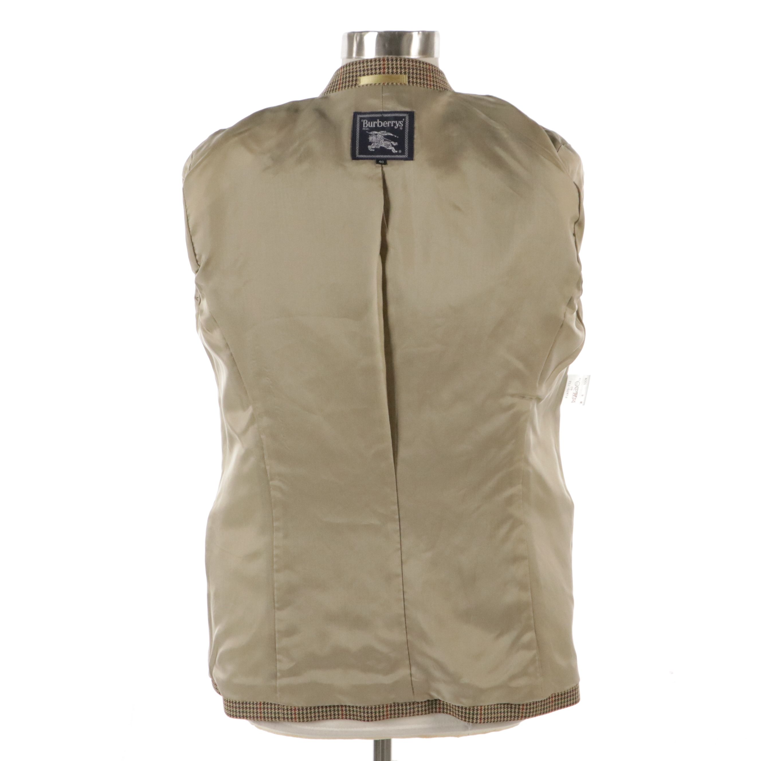 Burberrys Vintage Plaid Houndstooth Wool Blazer