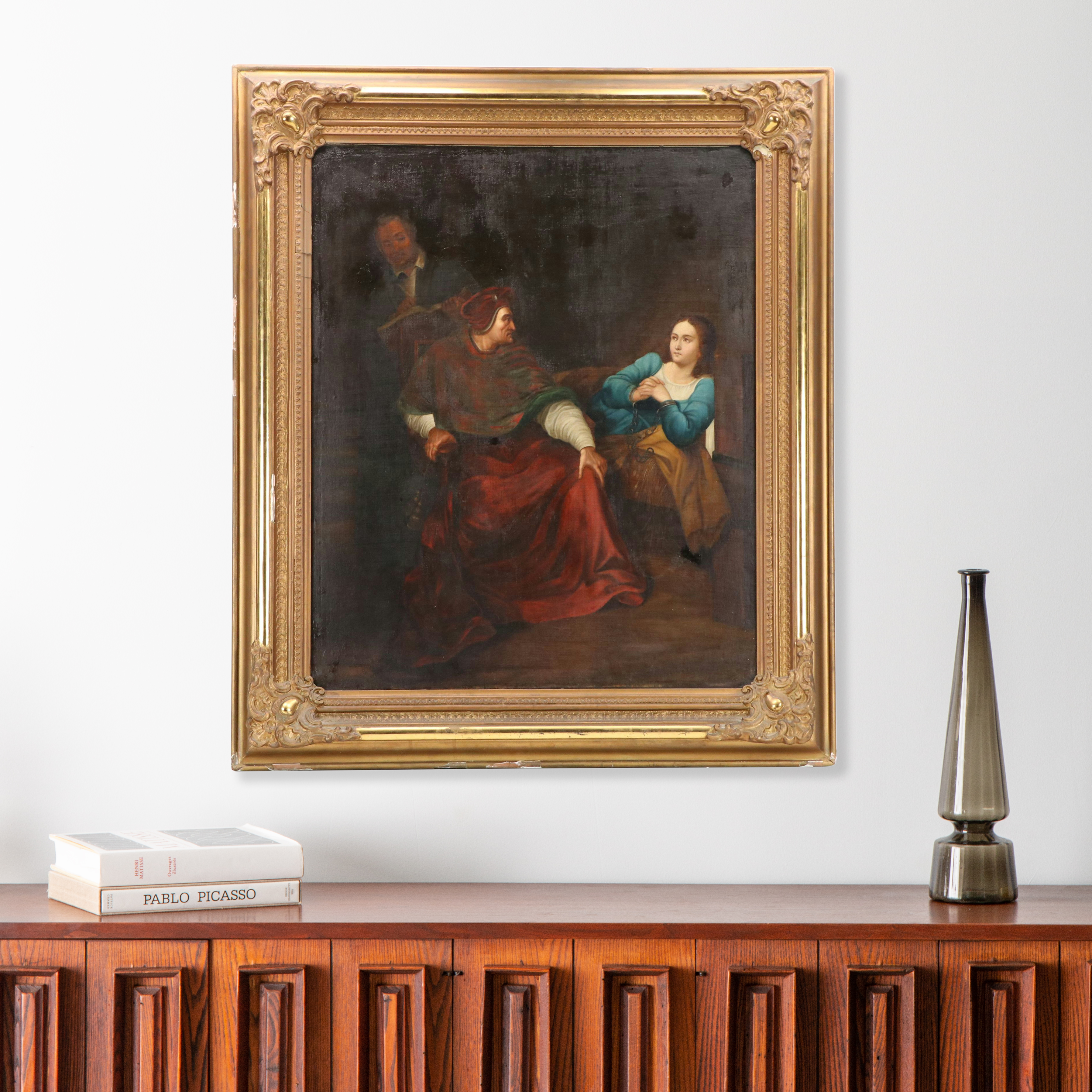 After Paul Delaroche Oil Painting "The Interrogation of Joan of Arc," 19th C.