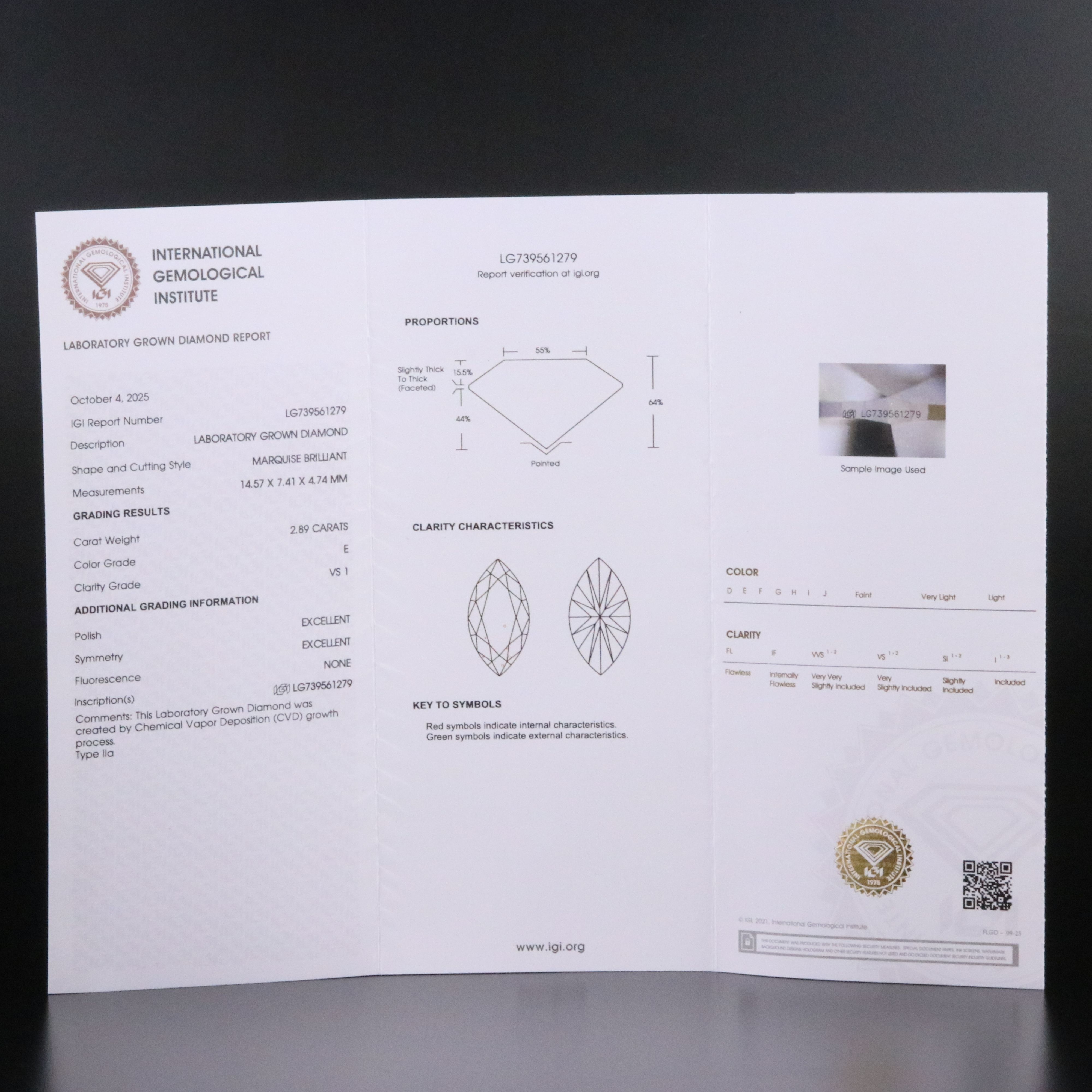 18K 2.89 CT Lab Grown Diamond Solitaire Ring with IGI Report