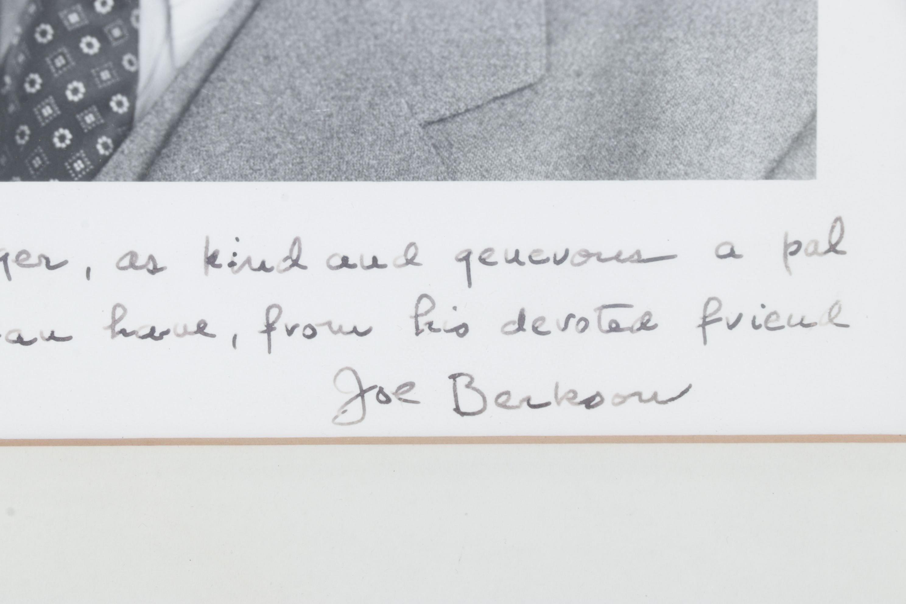 Headshot Photo and Dedication Message of Joe Berkoon, 1961