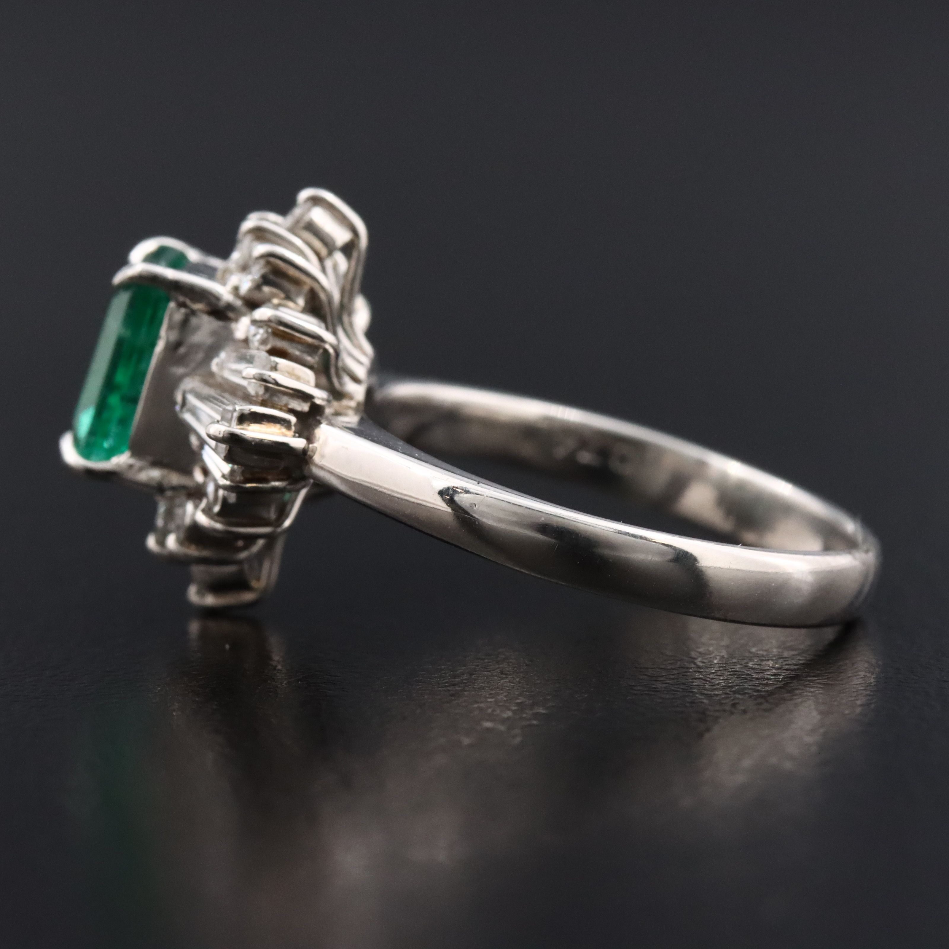 Platinum 1.32 CT Zambian Emerald and Diamond Ring with GIA Report
